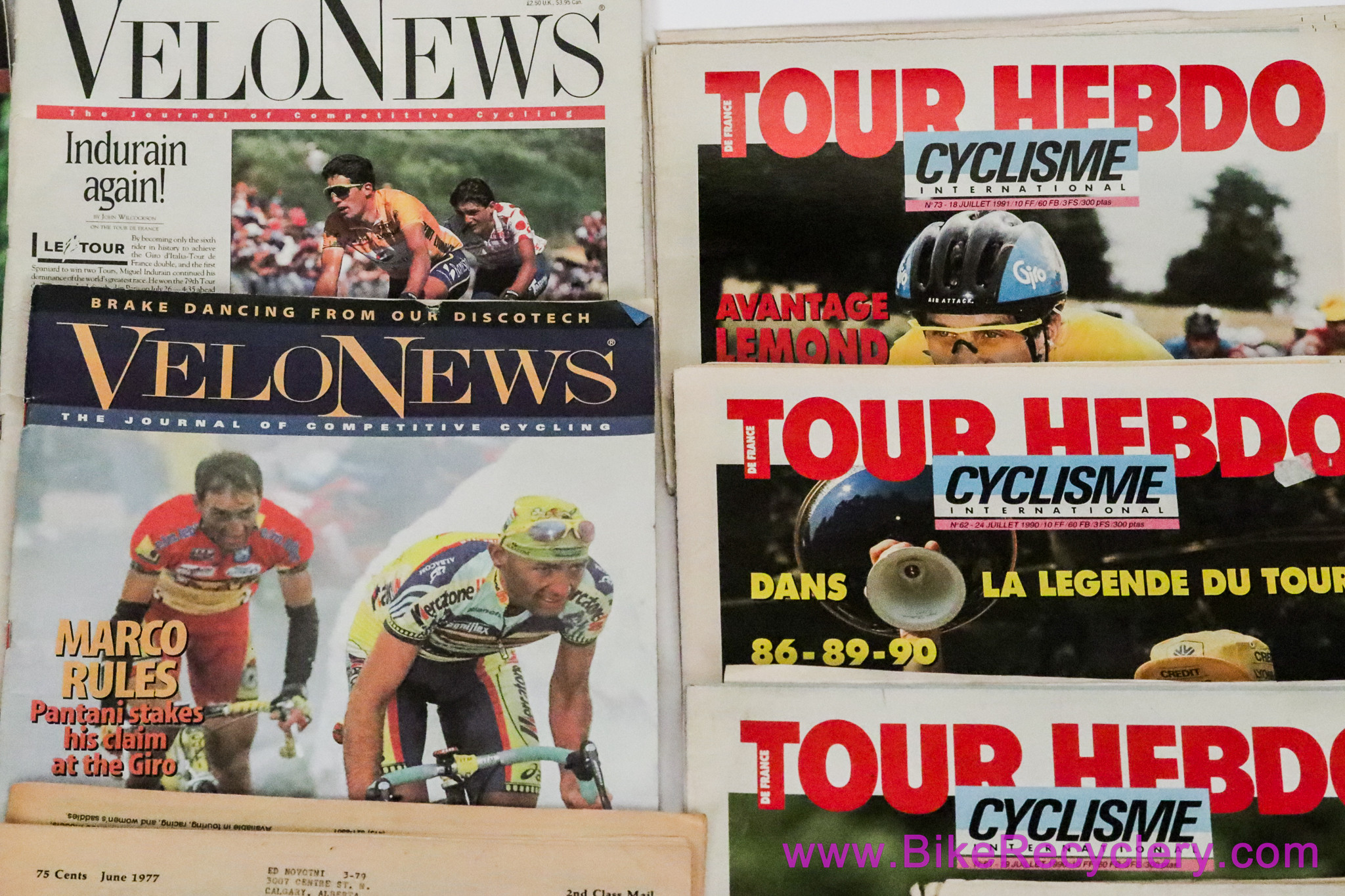 Vintage Bike Magazine Lot of 16: Velo News - Cyclisme International - Competitive Cycling - The Bugle - Miguel Indurain - Marco Pantani - 1980's 1990's - 2000's
