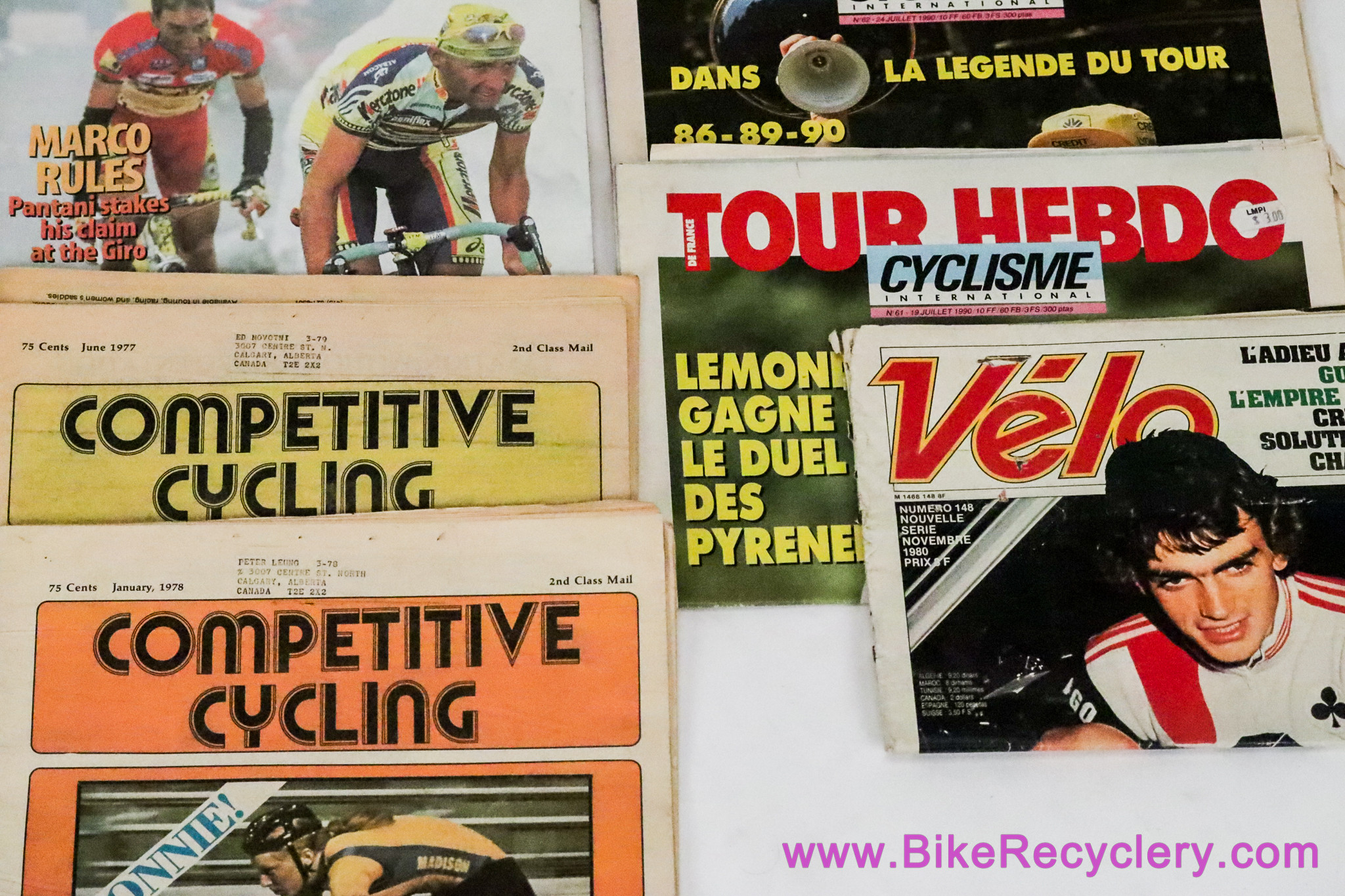 Vintage Bike Magazine Lot of 16: Velo News - Cyclisme International - Competitive Cycling - The Bugle - Miguel Indurain - Marco Pantani - 1980's 1990's - 2000's