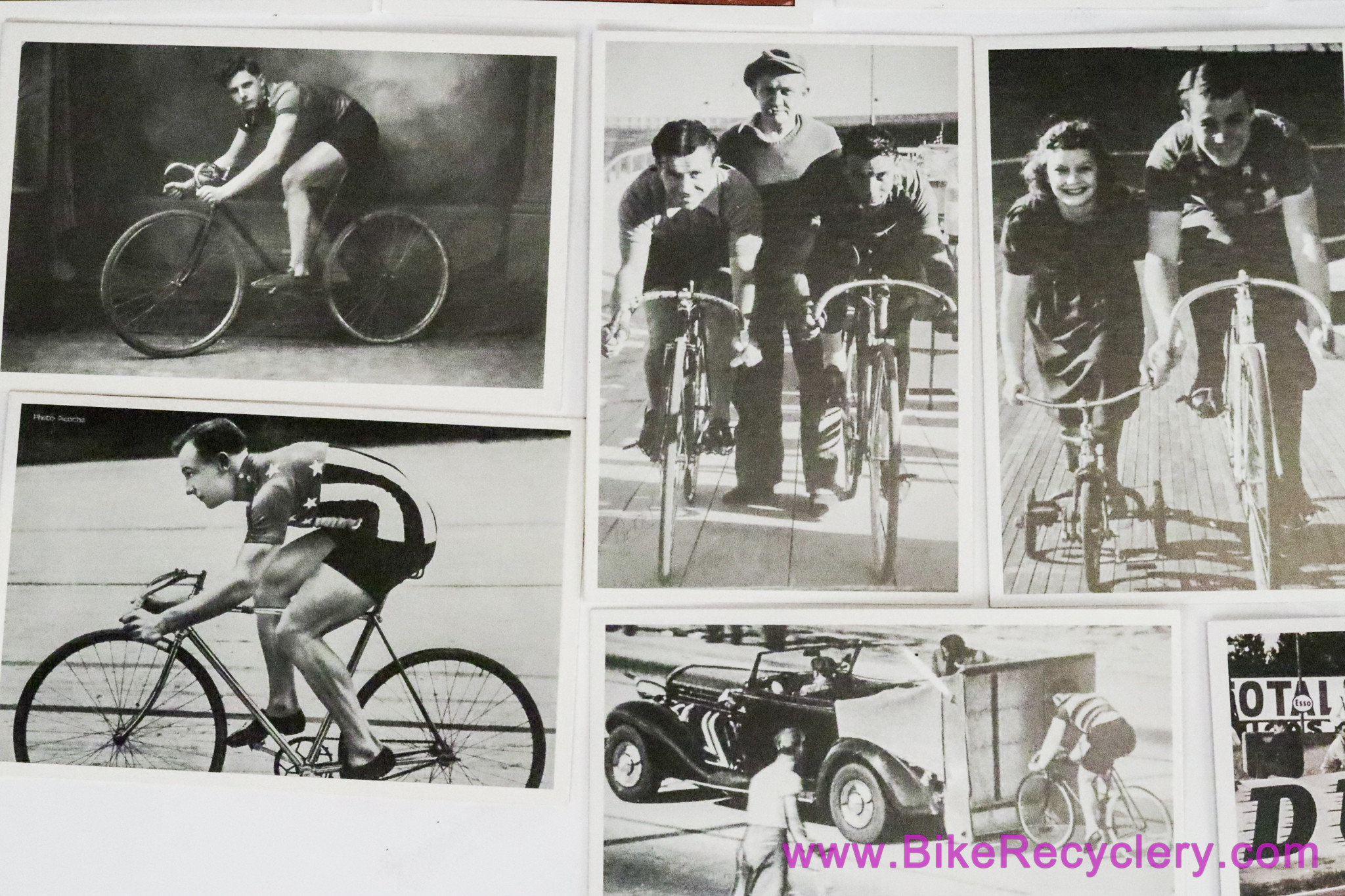 Vintage Bicycle & Car Postcard LOT: Path Racer - Stayer - Falcon - Hercules - Triumph - Frank Bartell - Kingston Classic - Montrose Bike Shop - Mini Countryman - Midget...