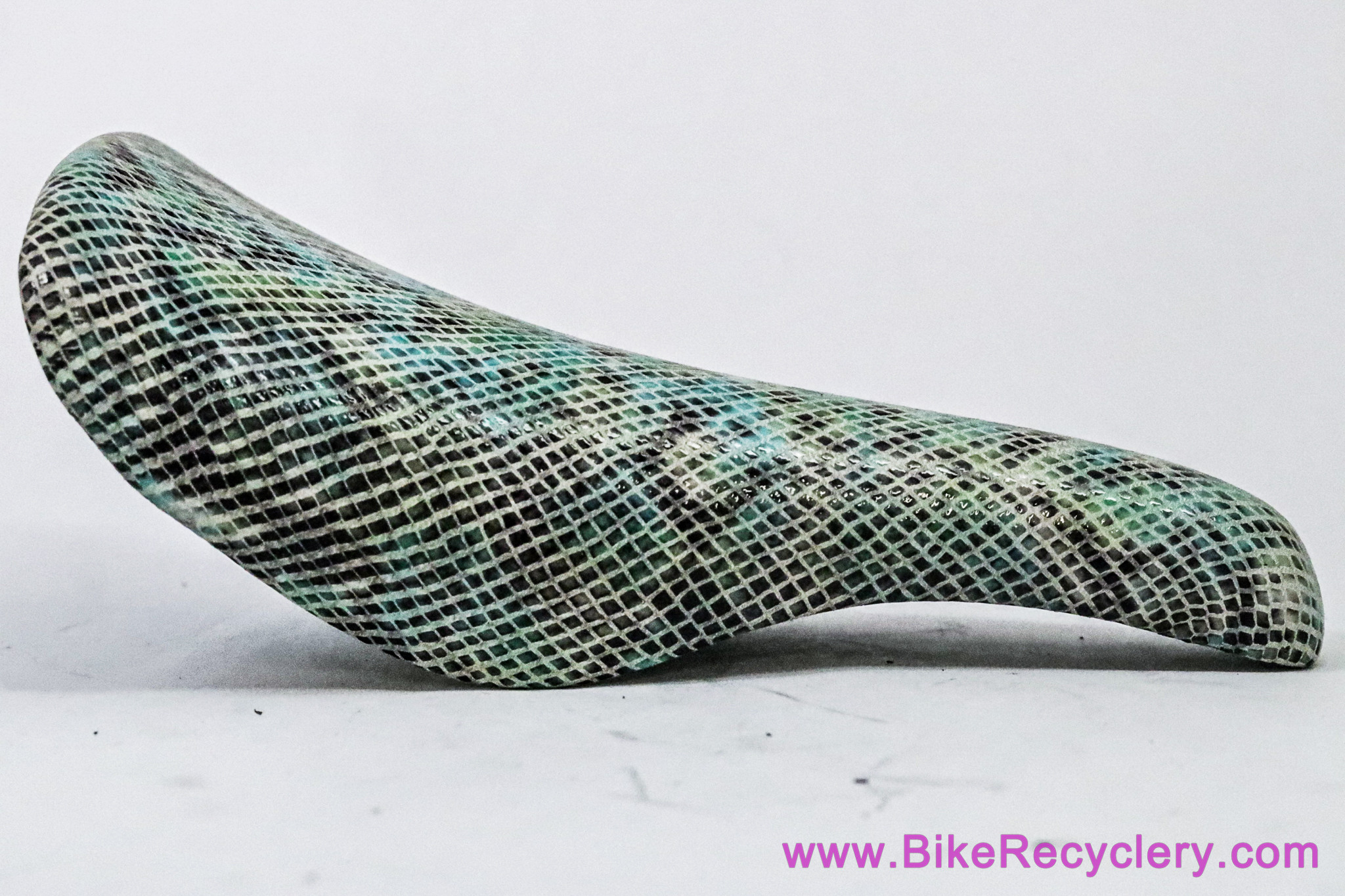 NOS Custom Re-Covered Snakeskin Vintage 1980's Saddle: Blue/Green/Black - Viscount Sea Gull H100