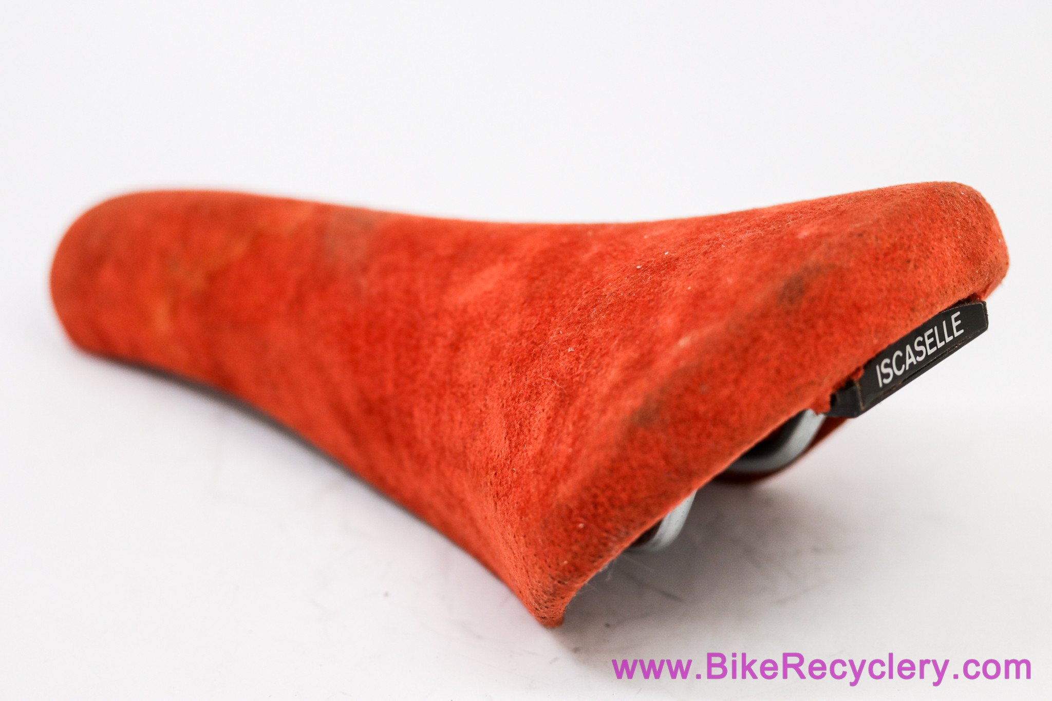 Iscaselle Tornado Saddle: Suede Leather - Red Orange Hippie Shag