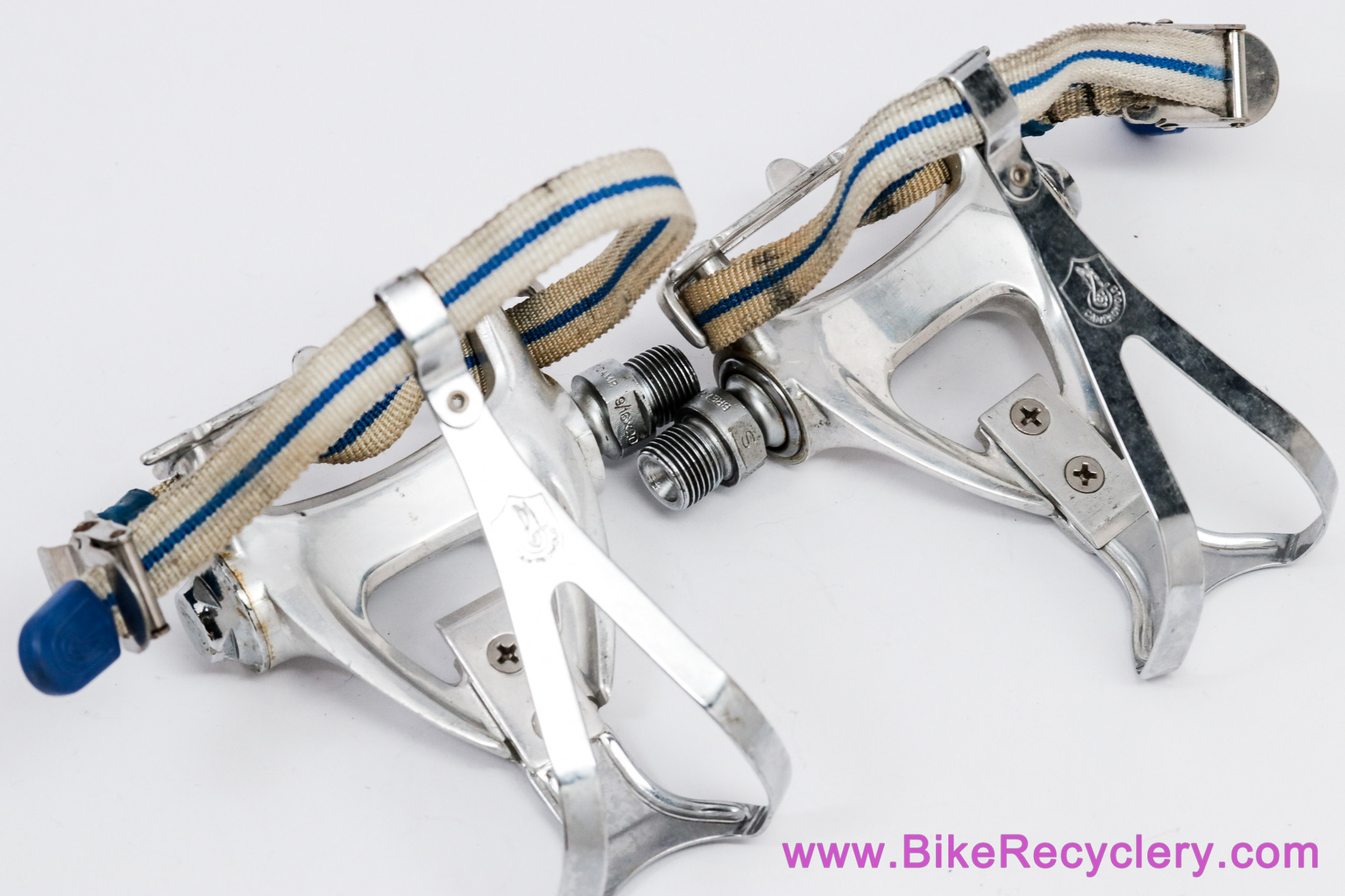 Campagnolo Victory/Chorus Aero Pedals: #405/000 - Toe Clips (M/L) & Straps (Near Mint Perfect Bearings)