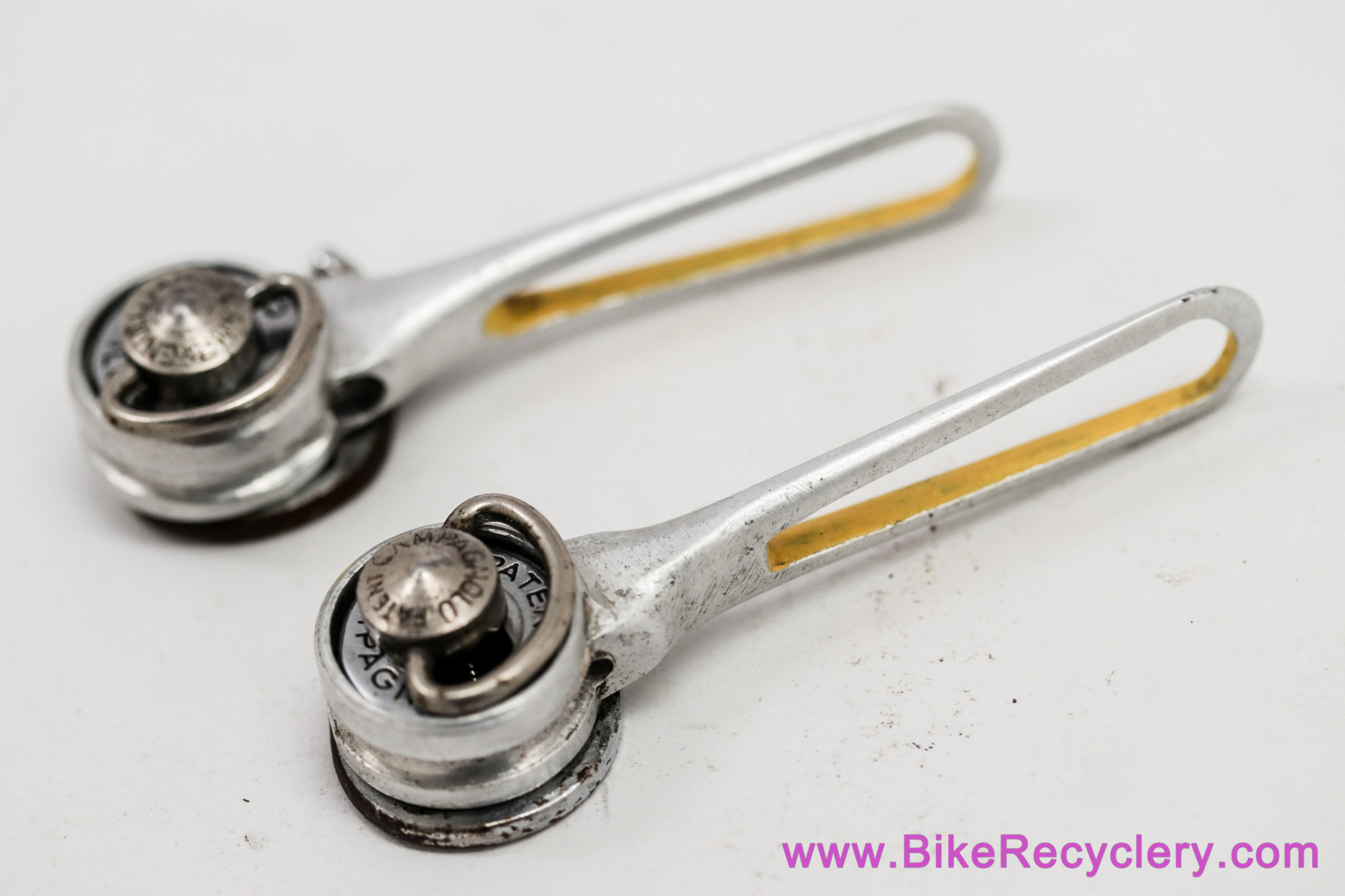 Campagnolo Nuovo Record Downtube Shifters: Milled + Yellow Fill