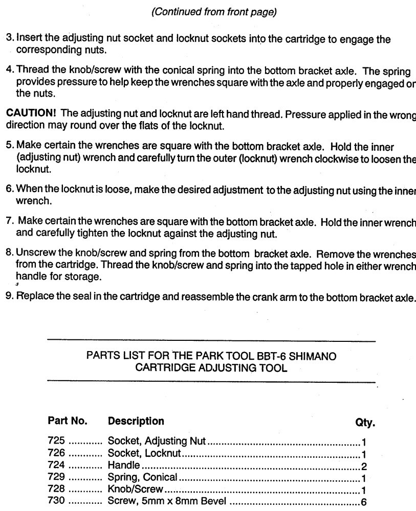 Park Tool BBT-6 Cartridge Bottom Bracket Adjusting Tool: CS & LP Series (EXC)