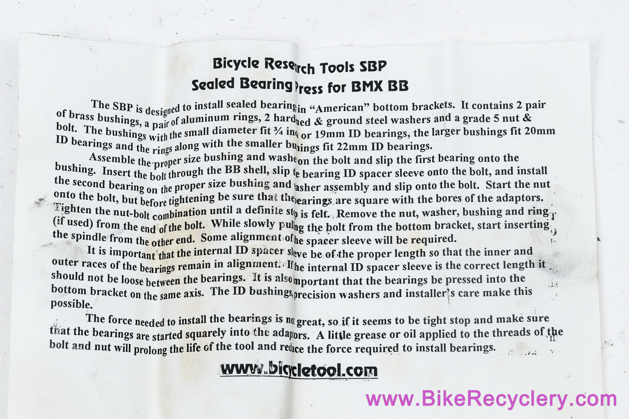 Bicycle Research SBP Sealed Bearing Press: American Bottom Brackets 3/4" + 20mm + 22mm
