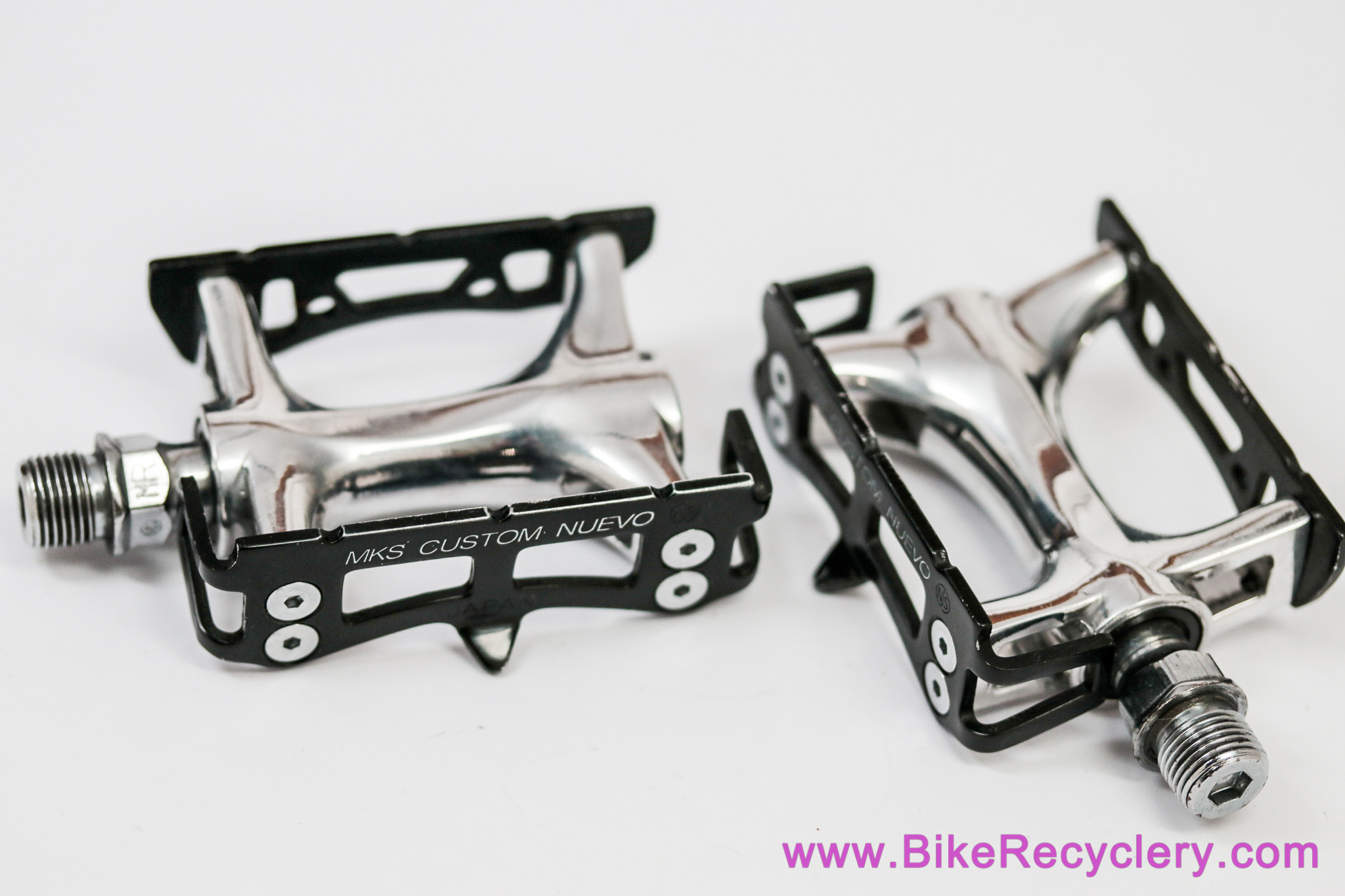MKS Custom Nuevo Wide NJS Track Pedals: Black/Silver (Barely Used