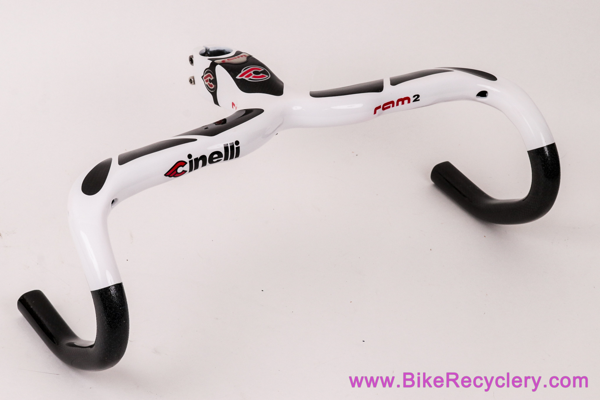 NOS Cinelli Ram 2 Integrated Handlebar: 42cm x 110mm - Carbon - White (Take Off From Show Bike)