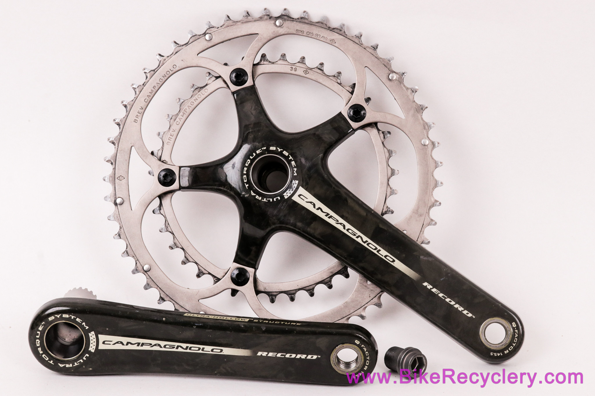 Campagnolo Record 10s Ultra-Torque Carbon Crankset: 172.5mm x 53