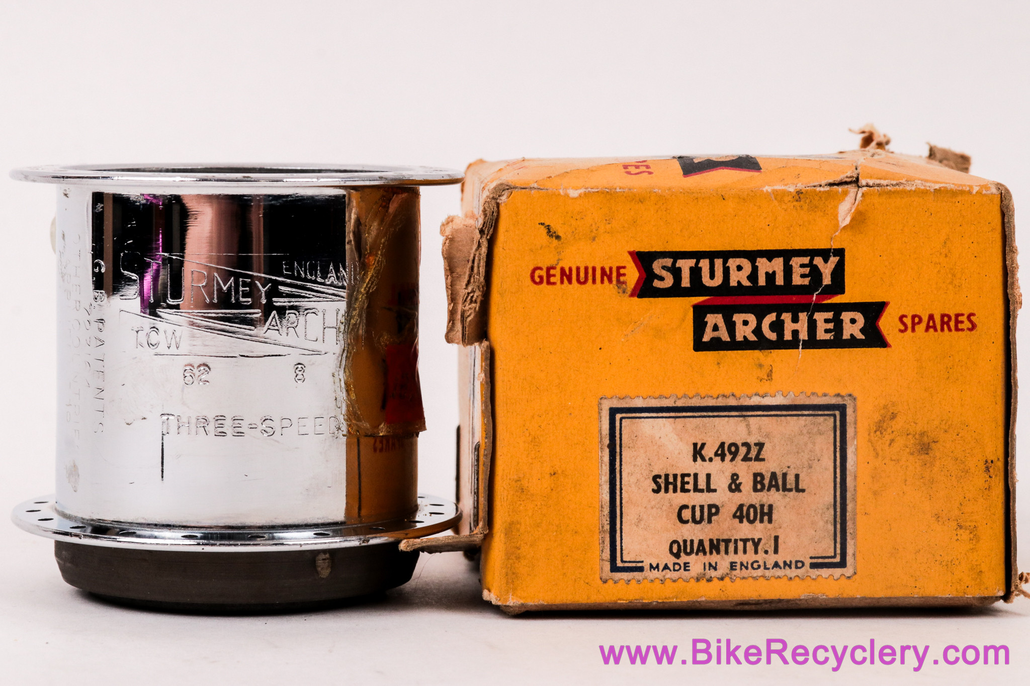 NIB/NOS Sturmey Archer TCW Hub Shell & Ball Cup: 40H - Three Speed