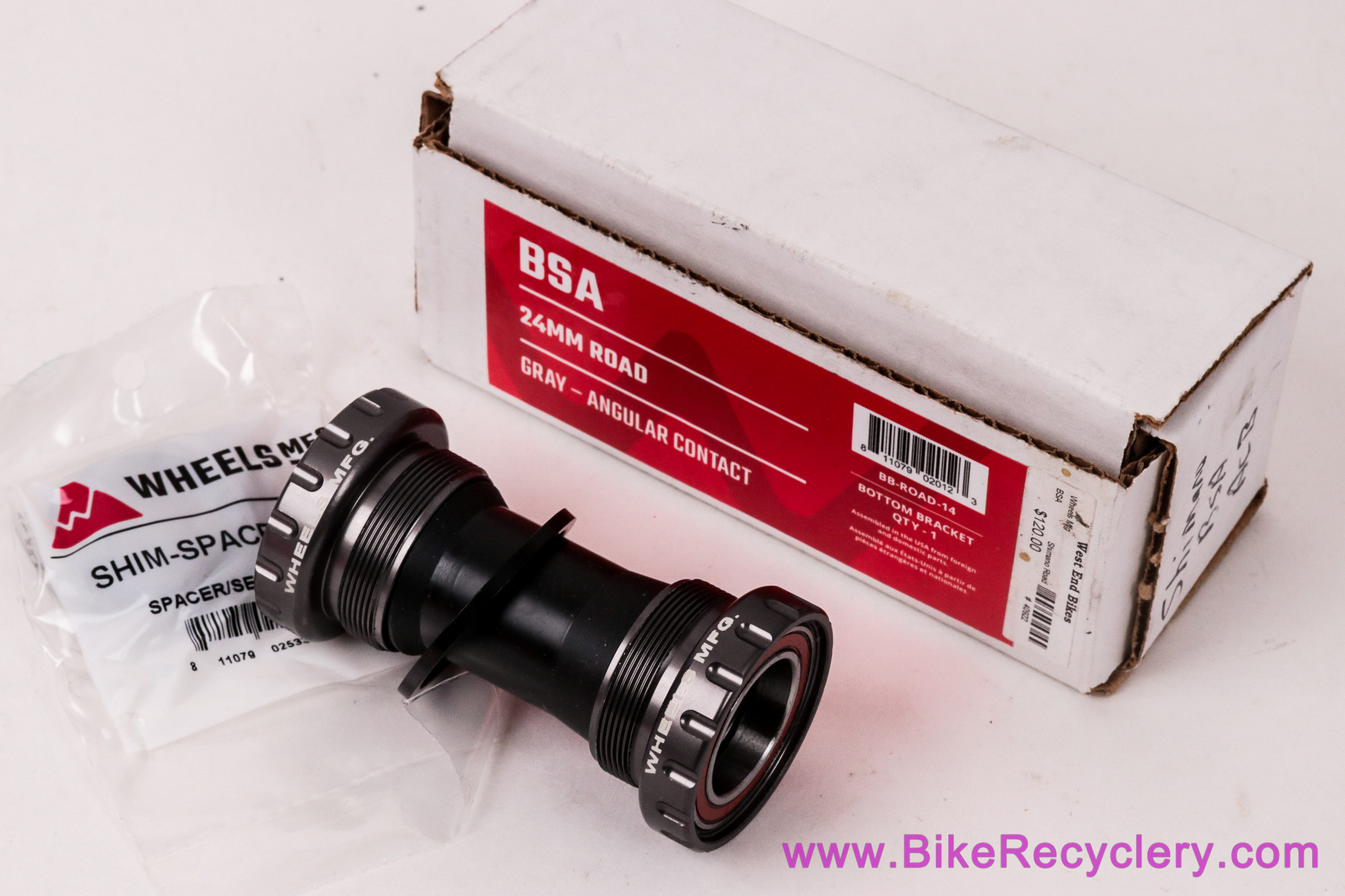 Wheels Manufacturing BB-ROAD-14 Outboard Angular Contact BB for 24mm - Grey