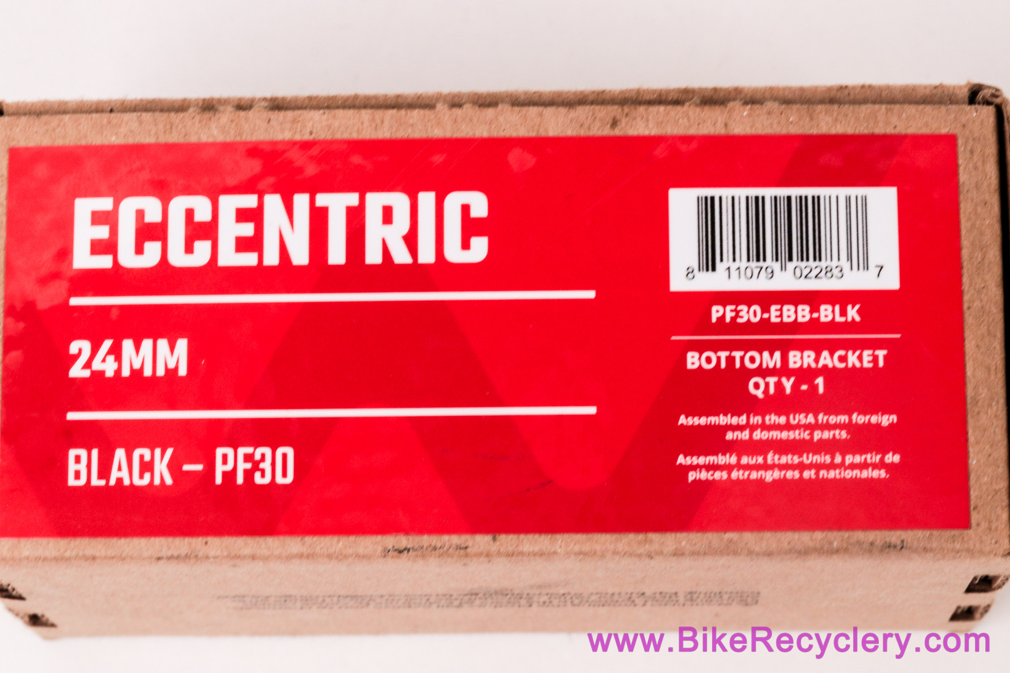 Wheels Manufacturing Eccentric BB for PF30 & 24mm (Shimano) Cranks: Angular Contact Bearings - Black