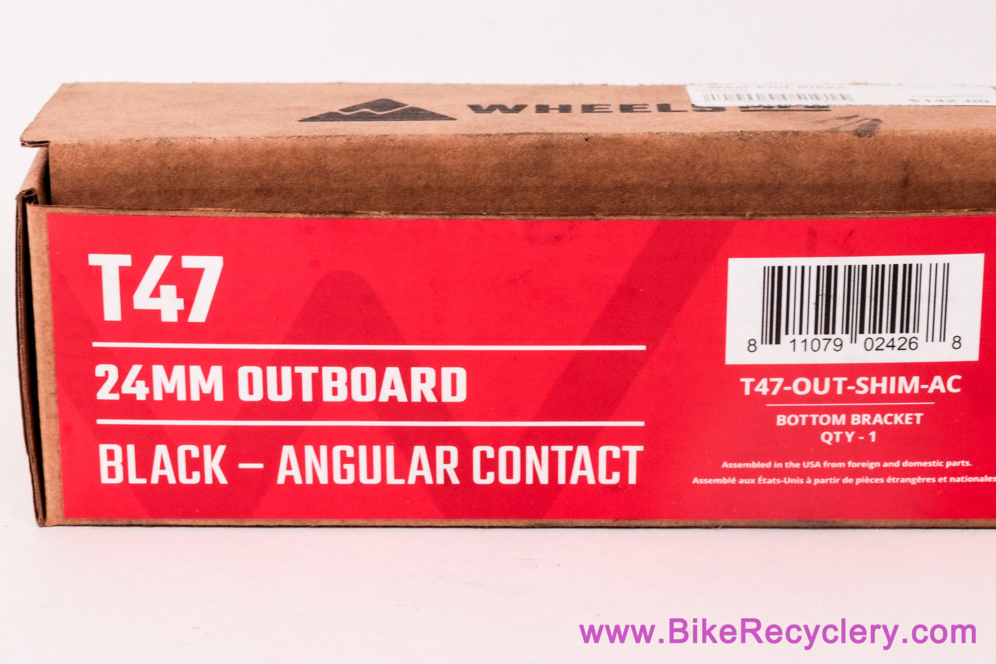 Wheels Manufacturing T47-OUT-SHIM-AC Outboard Angular Contact BB for 24mm (Shimano) Cranks - Black