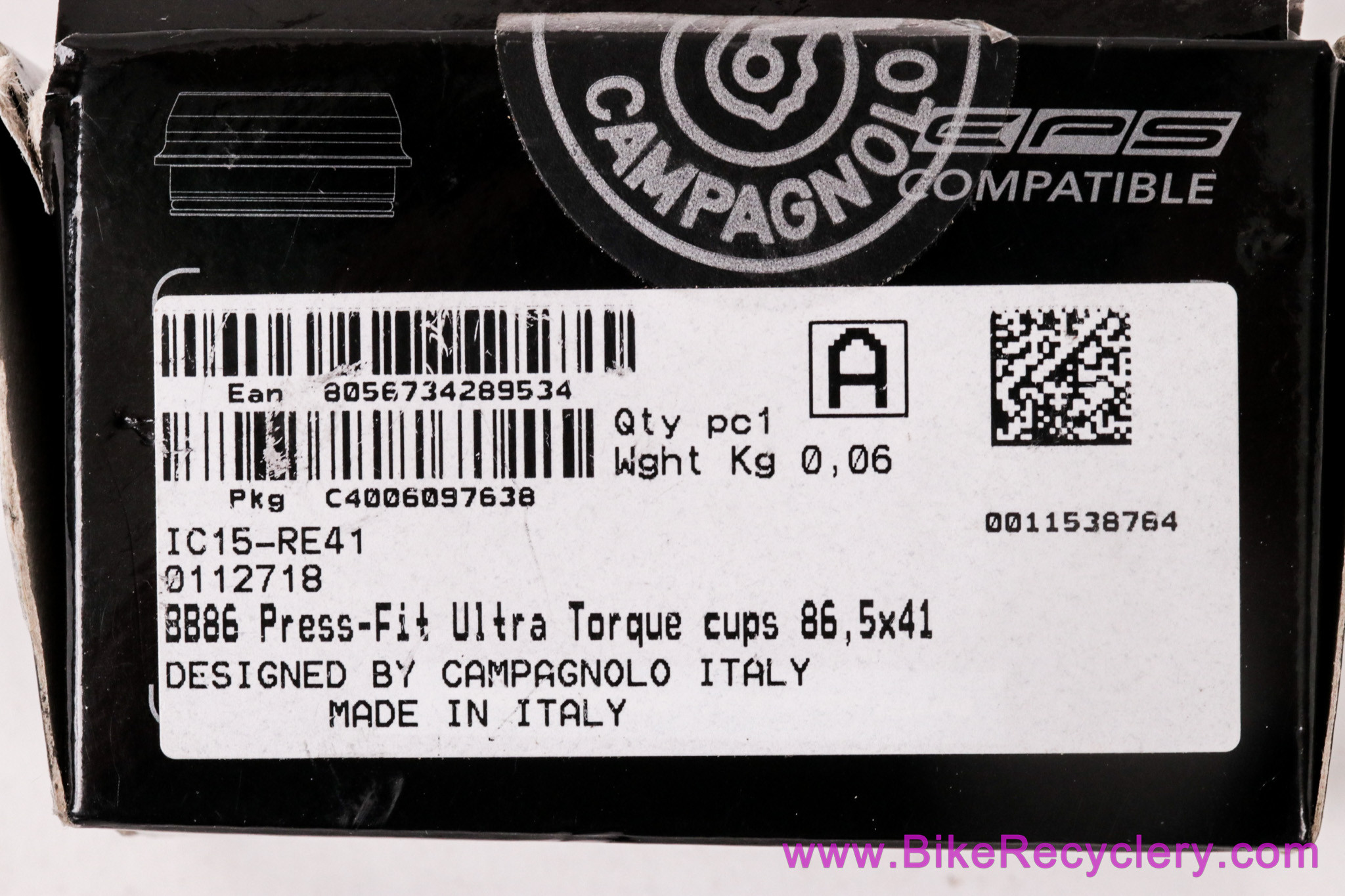 Campagnolo Ultra-Torque BB86 Press Fit Bottom Bracket Cups: IC15-RE41 - 86,5×41 (NEW)
