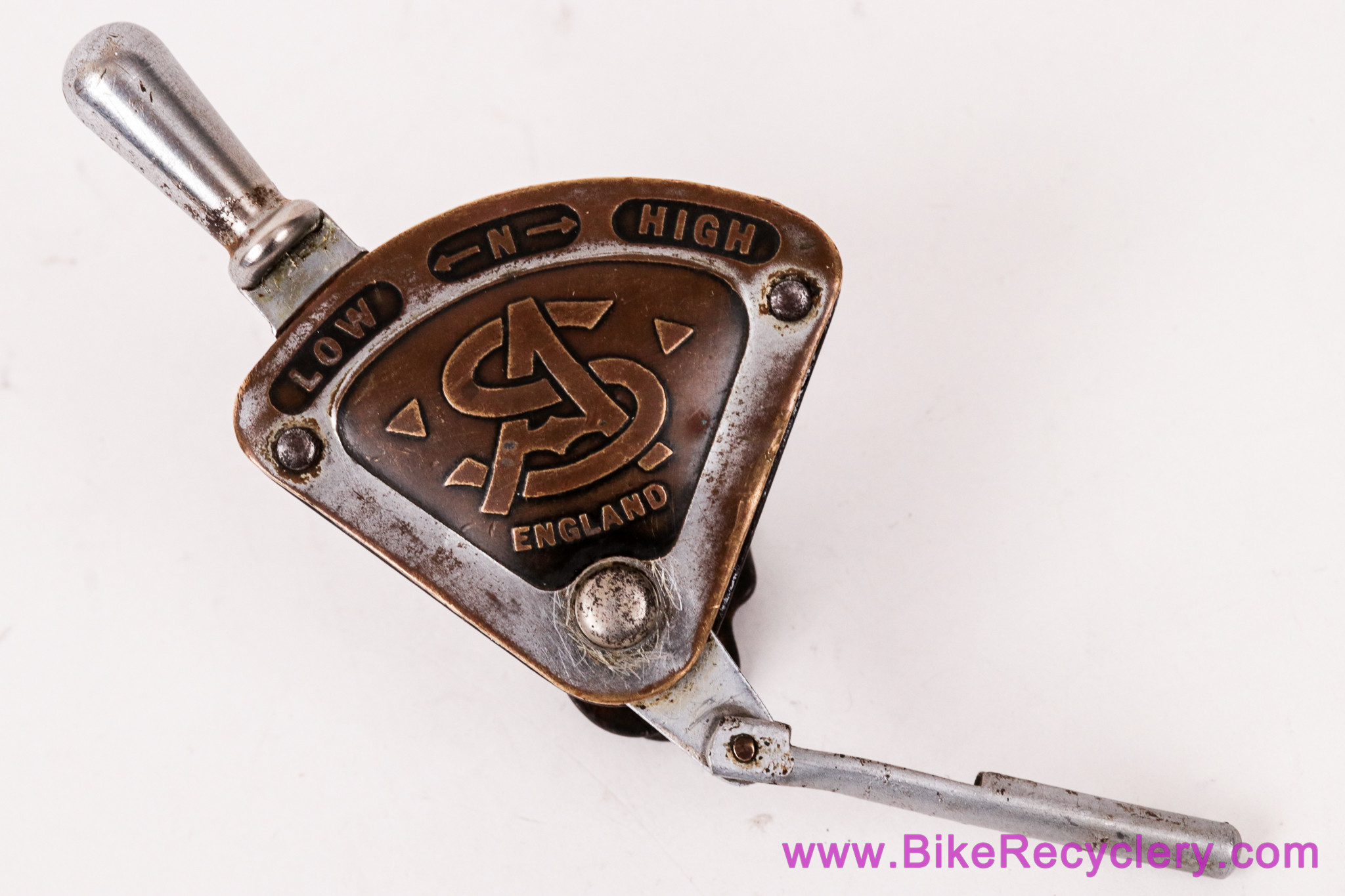 Early Sturmey Archer Quadrant Shifter: #GC1 - Pre-War 1930's Top Tube Mount 3sp - Chrome Plated Bronze (RARE & Weird!)