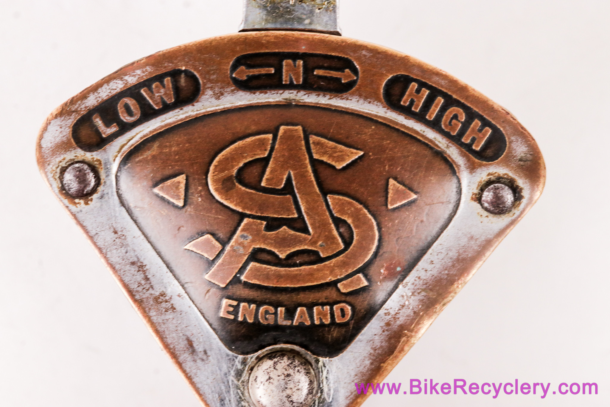 Early Sturmey Archer Quadrant Shifter: #GC1 - Pre-War 1930's Top Tube Mount 3sp - Chrome Plated Bronze (RARE & Weird!)