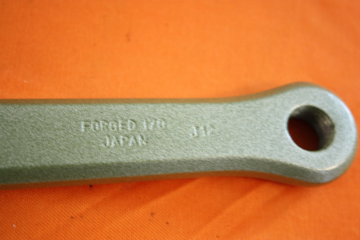 NOS 1st Gen Dura Ace GA-200 Fuji Crank Arms: Powdercoated Green 170mm 130 BCD