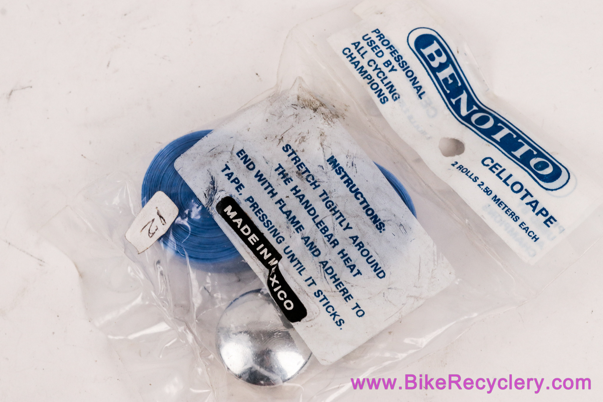 NOS/NIB Benotto Professional Cello Bar Tape: Dark Blue - Smooth - Chrome End Caps