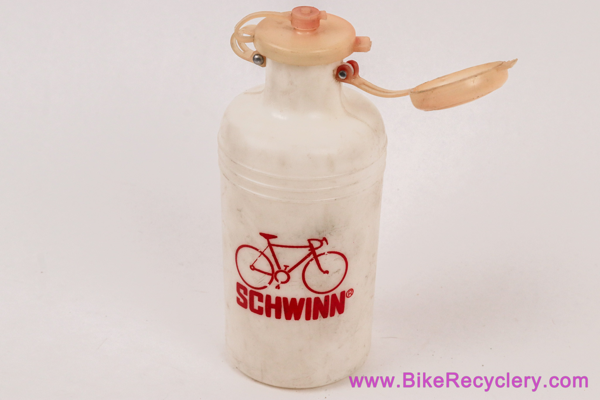 Vintage Schwinn Water Bottle: White/Red - 1970s 1980s - Unique Double Cap System