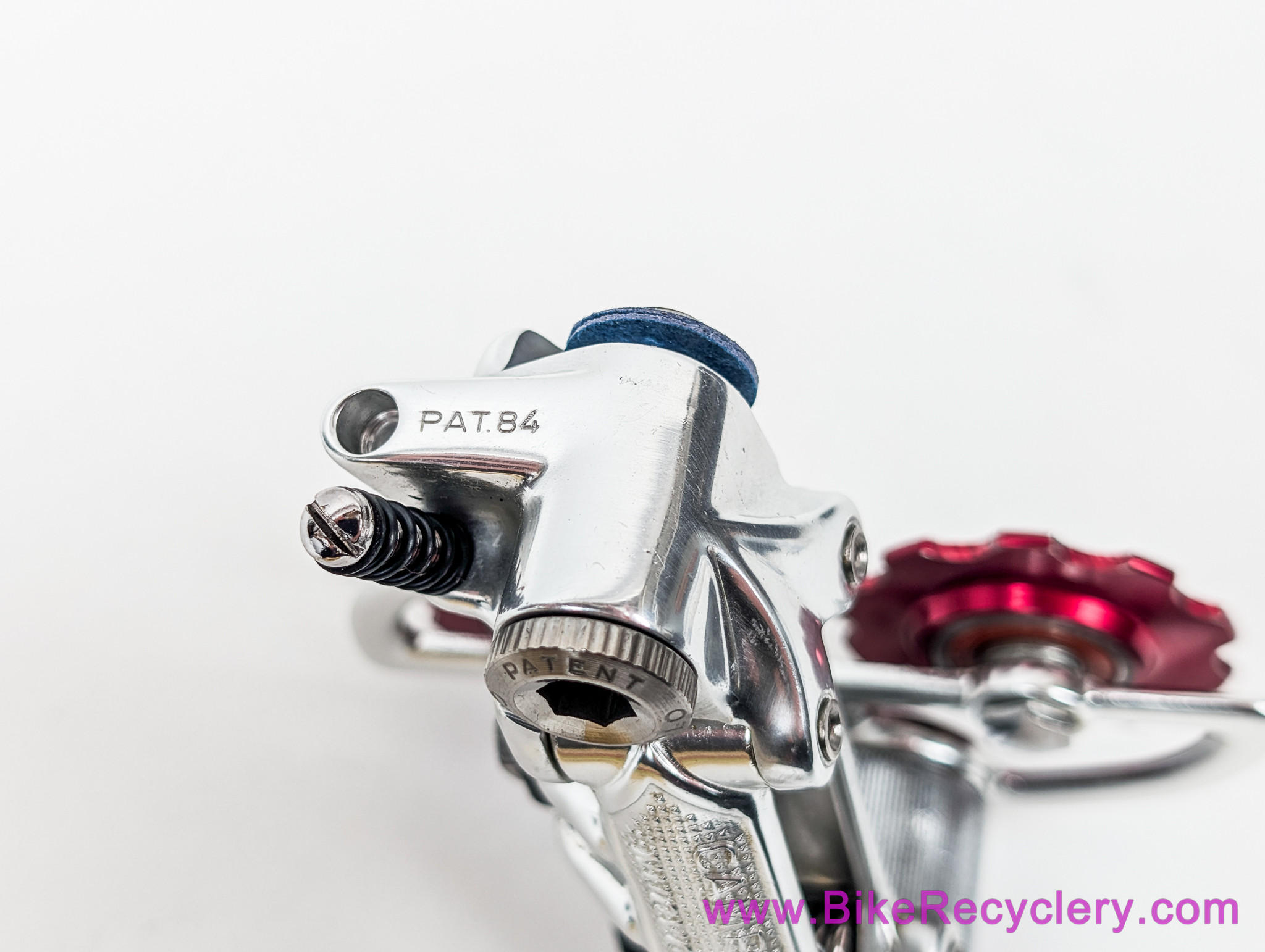 NIB/NOS Campagnolo Nuovo/Super Record Rear Derailleur: Ti Bolts - Bullseye Pulleys Red - Pat 1984