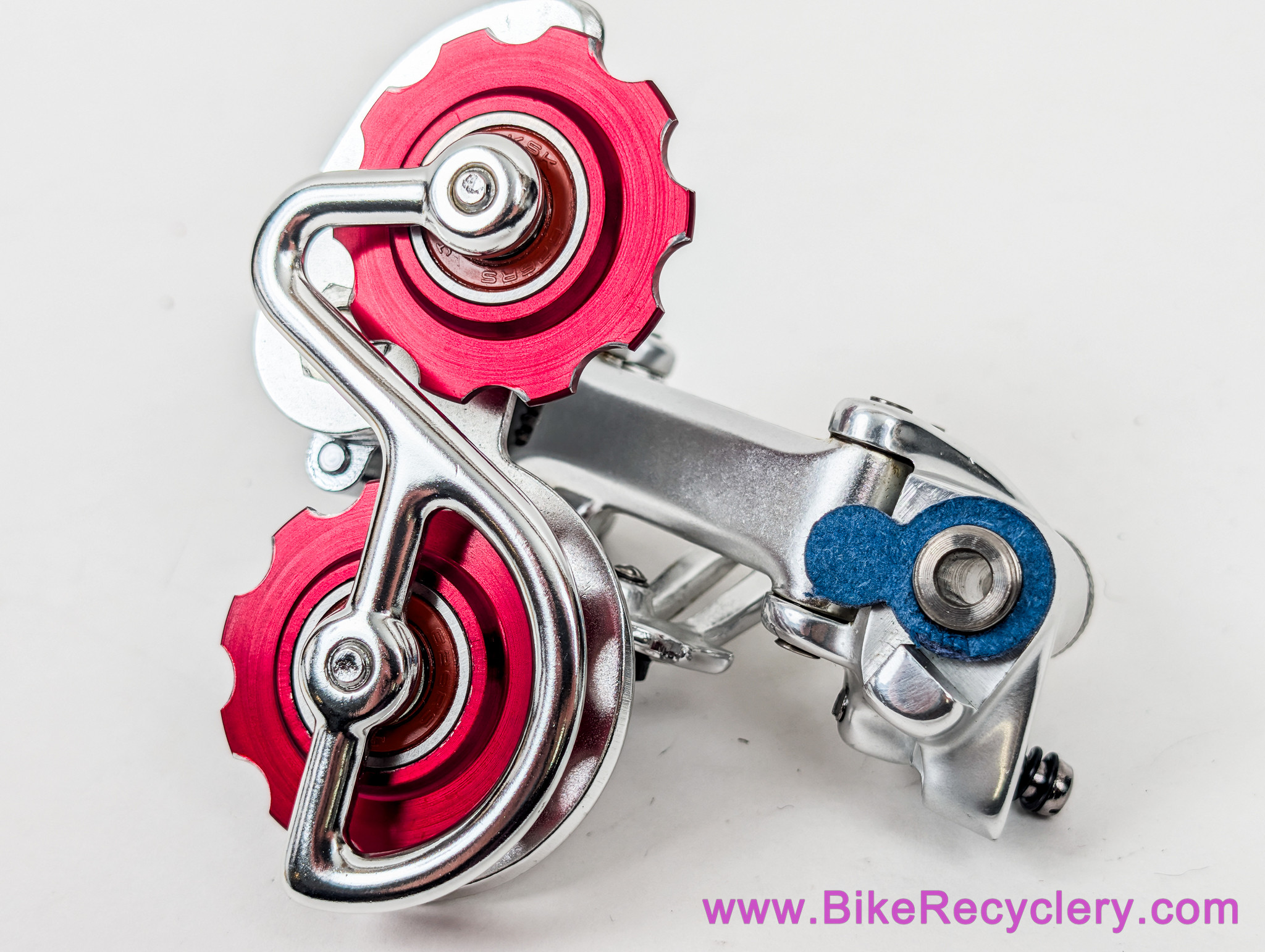 NIB/NOS Campagnolo Nuovo/Super Record Rear Derailleur: Ti Bolts - Bullseye Pulleys Red - Pat 1984
