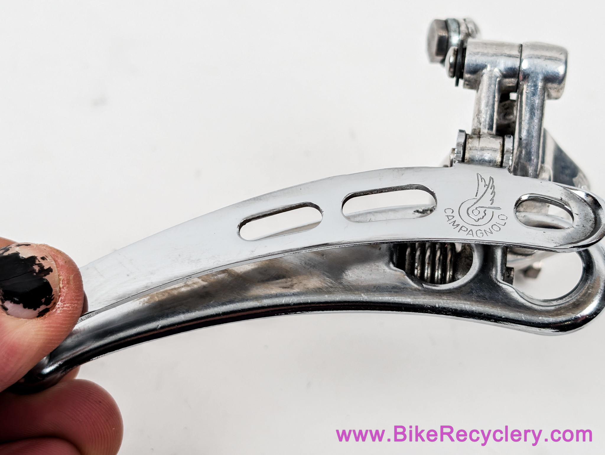Campagnolo Nuovo Record Three Hole Front Derailleur: 1052/NT - 25.4mm Clamp (EXC+)