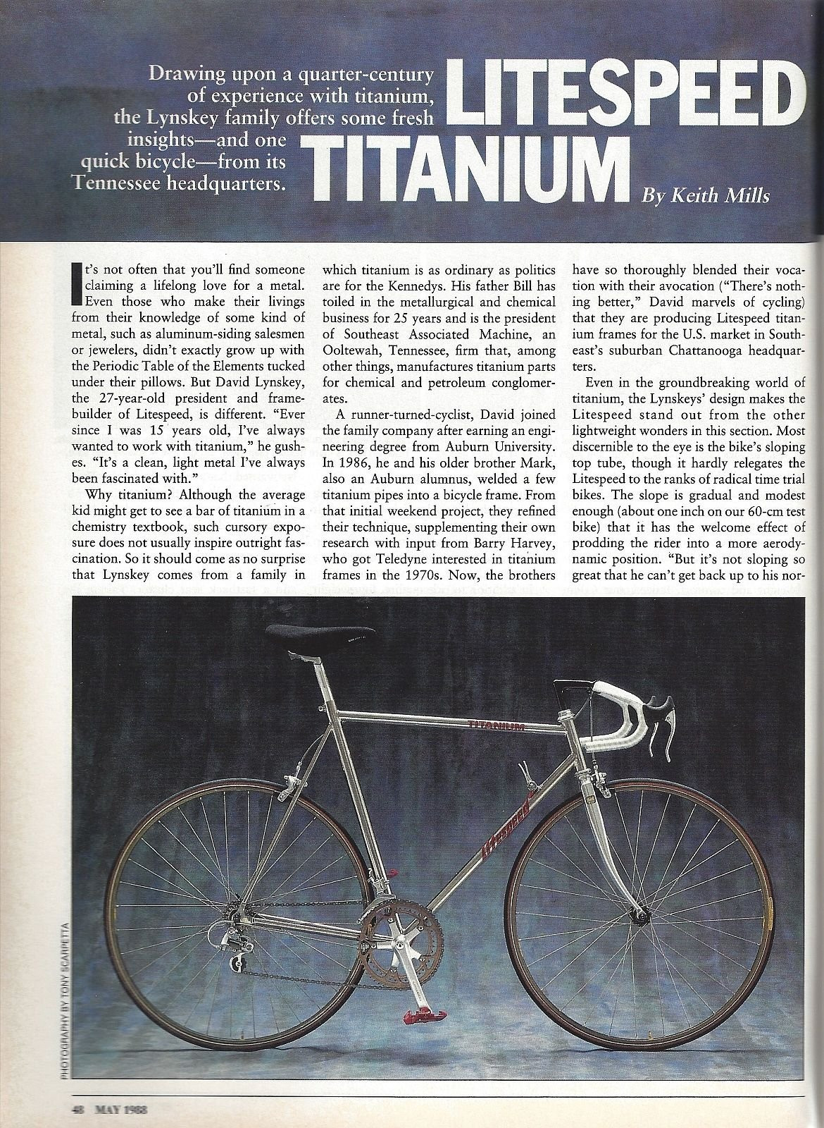 1988 Litespeed Titanium Road Bike: 54cm - 38th Frame EVER! Dura Ace 7400 - David Lynskey Built (EXC)