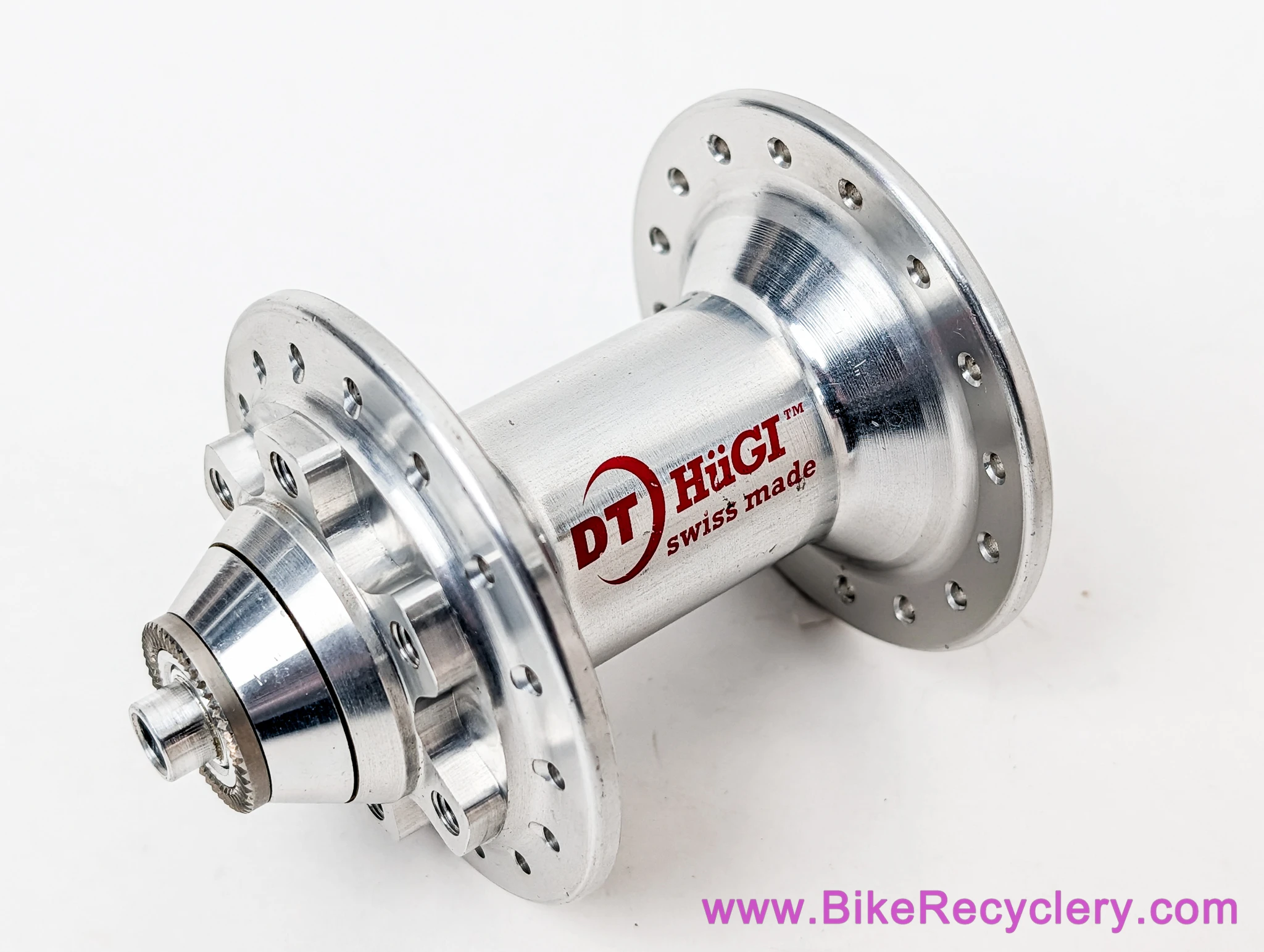DT Swiss Hugi Disc Front Hub: 32H - 6 Bolt - Vintage 1990's - Silver Ano (Low Miles Near Mint)