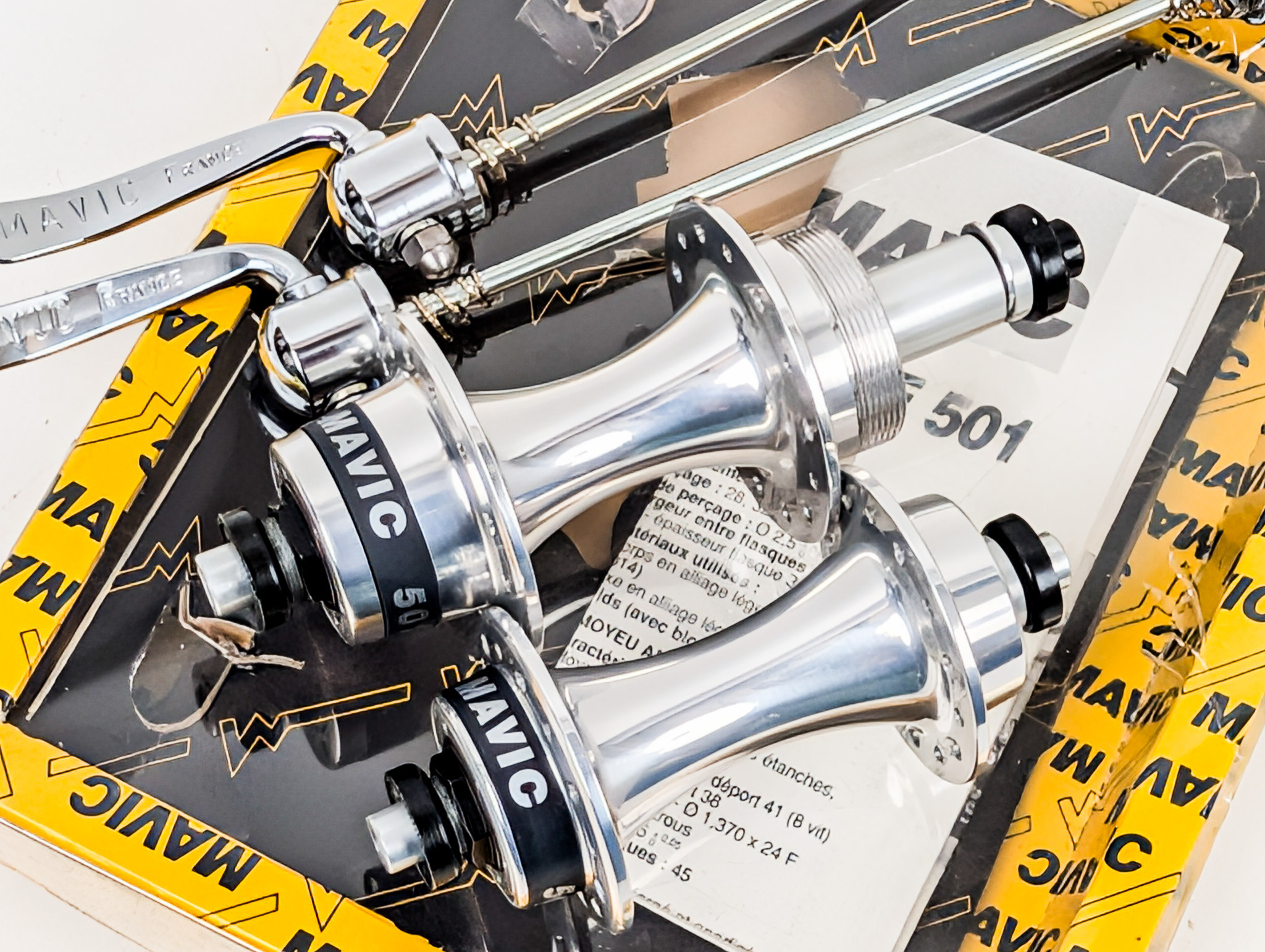 NIB/NOS Mavic 501 Hubset & QR Skewers: 28H x 130mm (Or 1276mm by