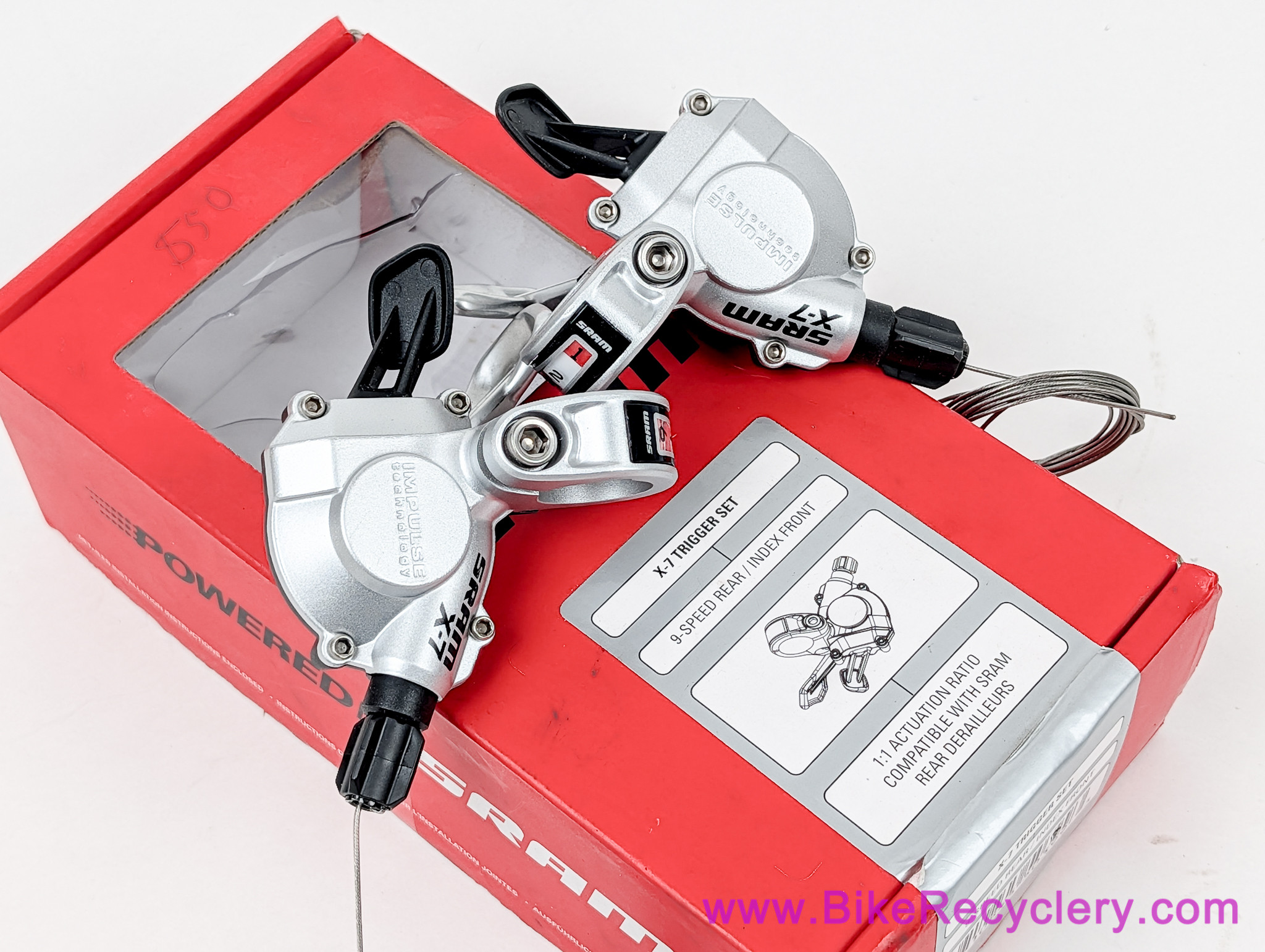 NIB/NOS SRAM X7 Trigger Shifters: 2/3 x 9 Speed - Silver (Pair