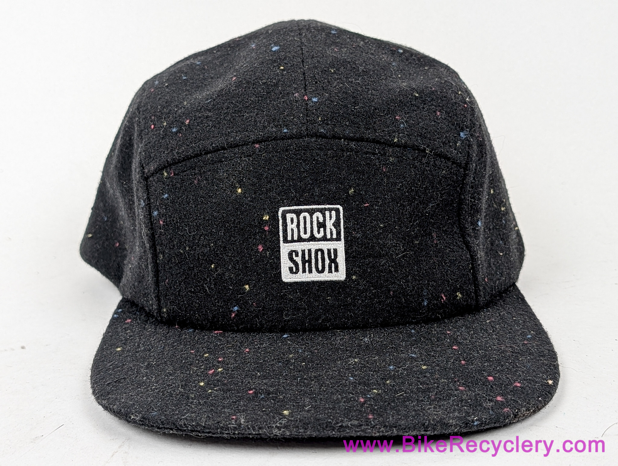 Rockshox 5-Panel Confetti Wool Hat: Black (NEW) - Bike Recyclery