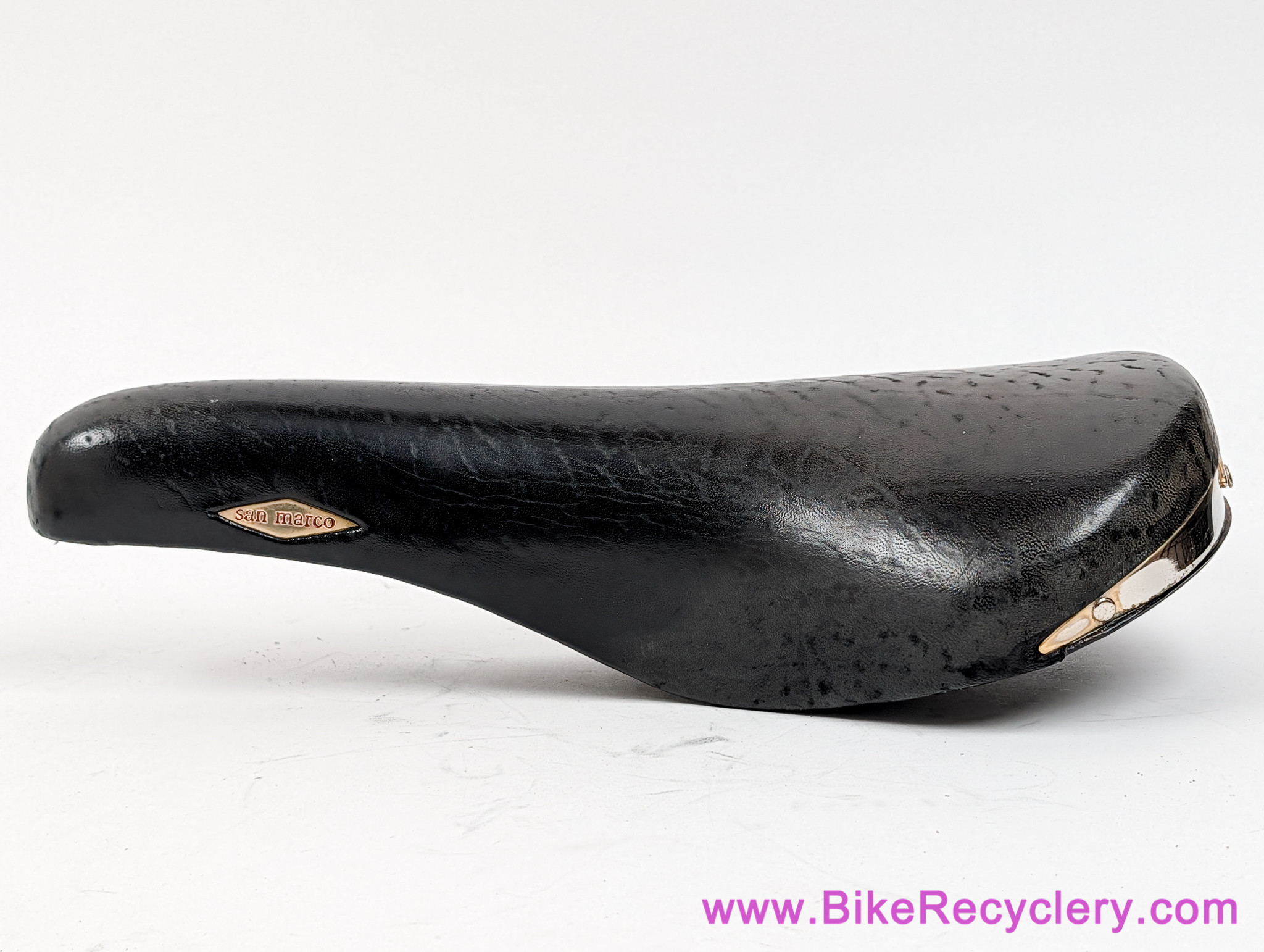 1980's San Marco Rolls Saddle: Black Buffalo Leather - Copper