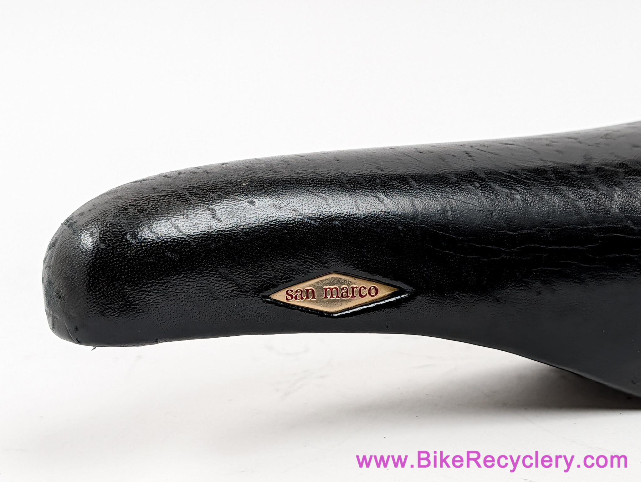 1980's San Marco Rolls Saddle: Black Buffalo Leather - Copper