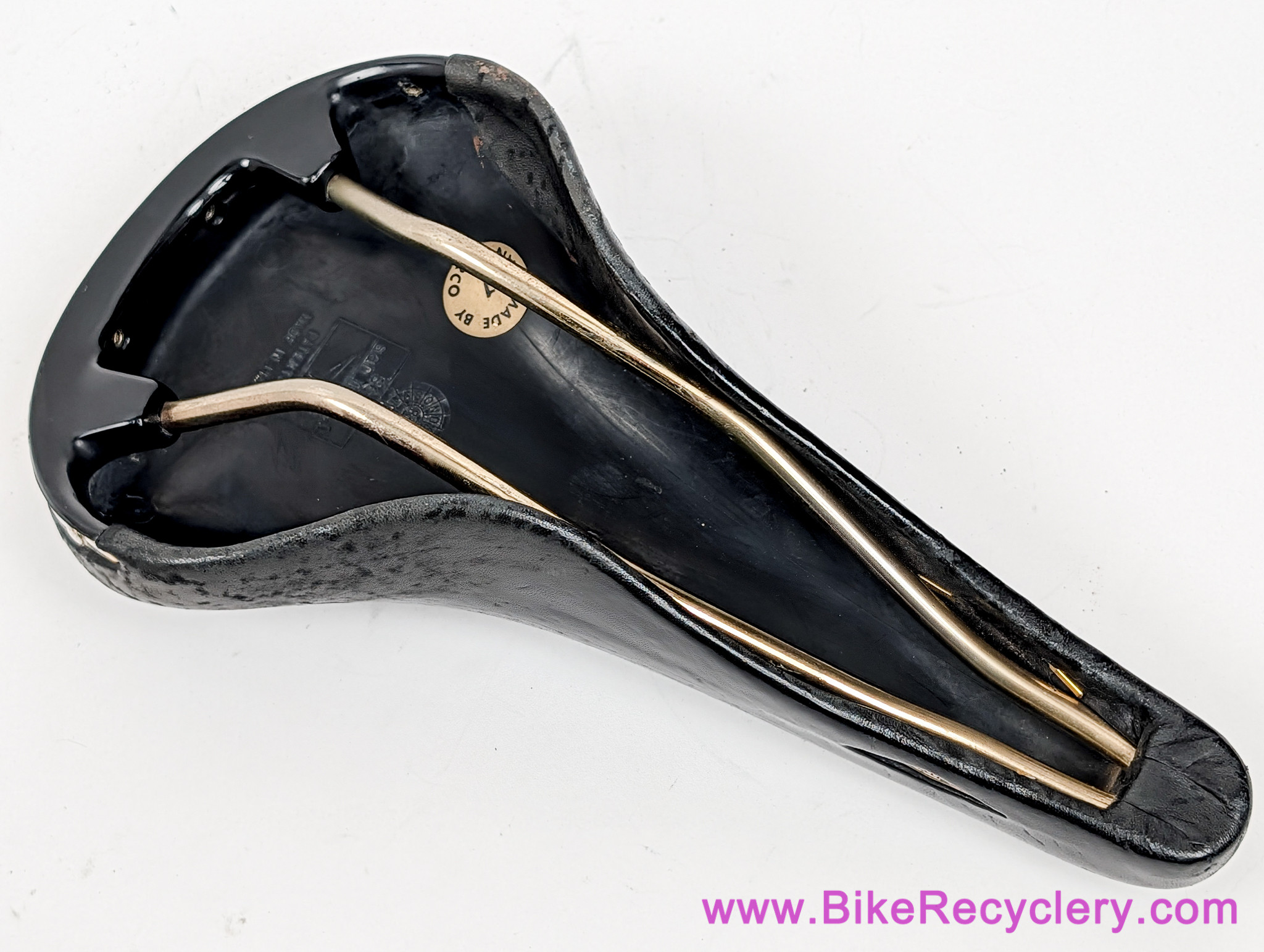 1980's San Marco Rolls Saddle: Black Buffalo Leather - Copper