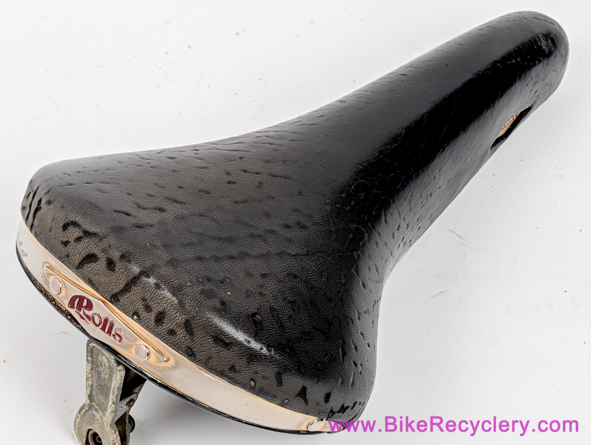1980's San Marco Rolls Saddle: Black Buffalo Leather - Copper