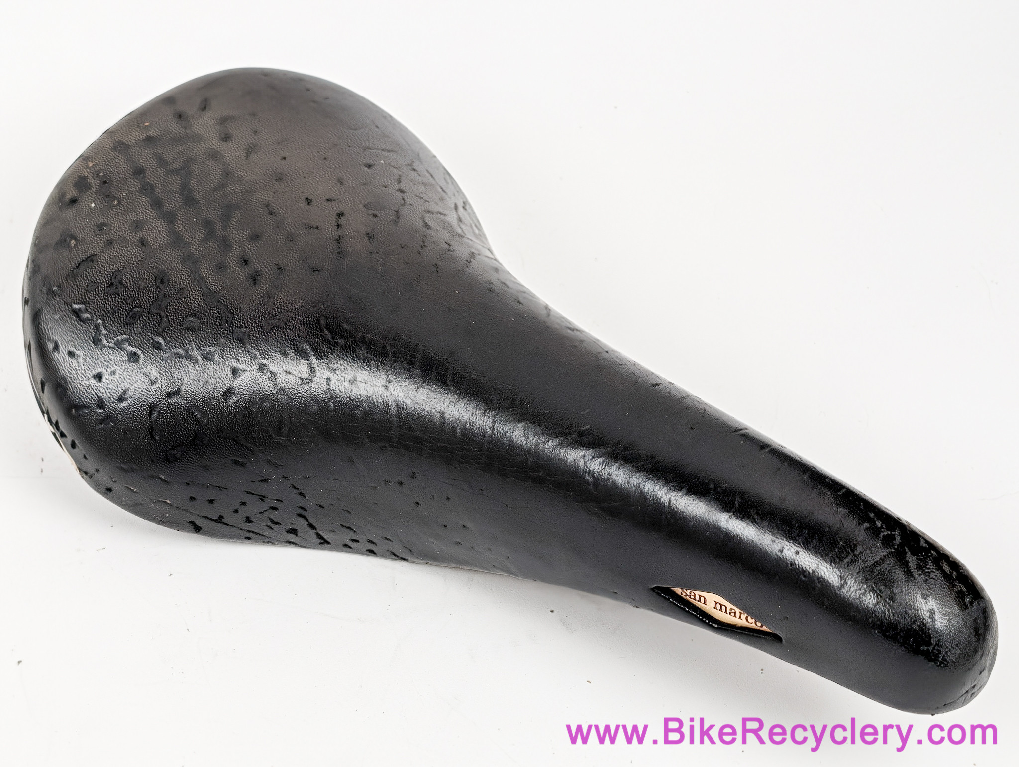 1980's San Marco Rolls Saddle: Black Buffalo Leather - Copper