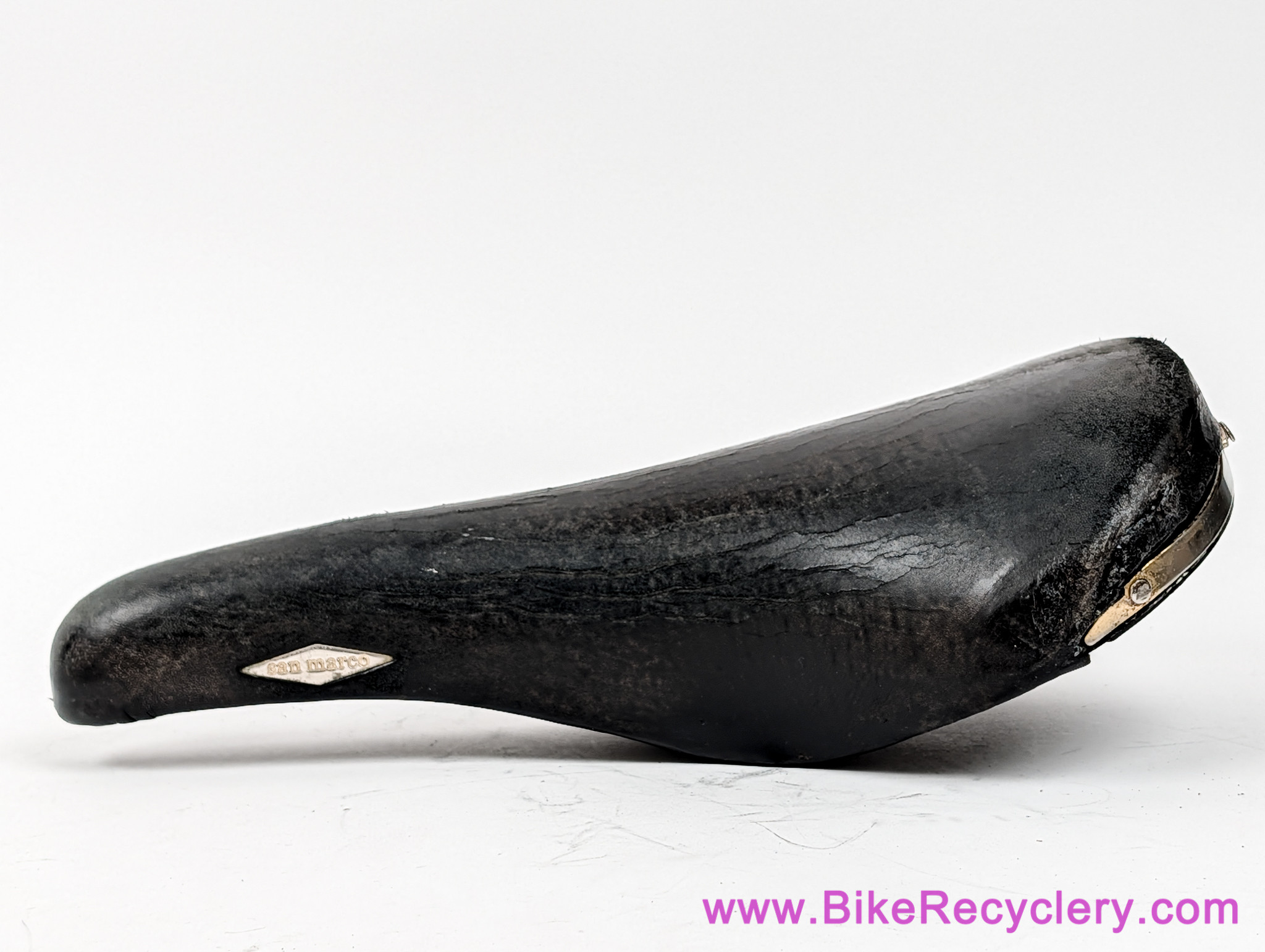 1990's San Marco Rolls Saddle: Black Leather - Copper Rails & Badges - Vintage