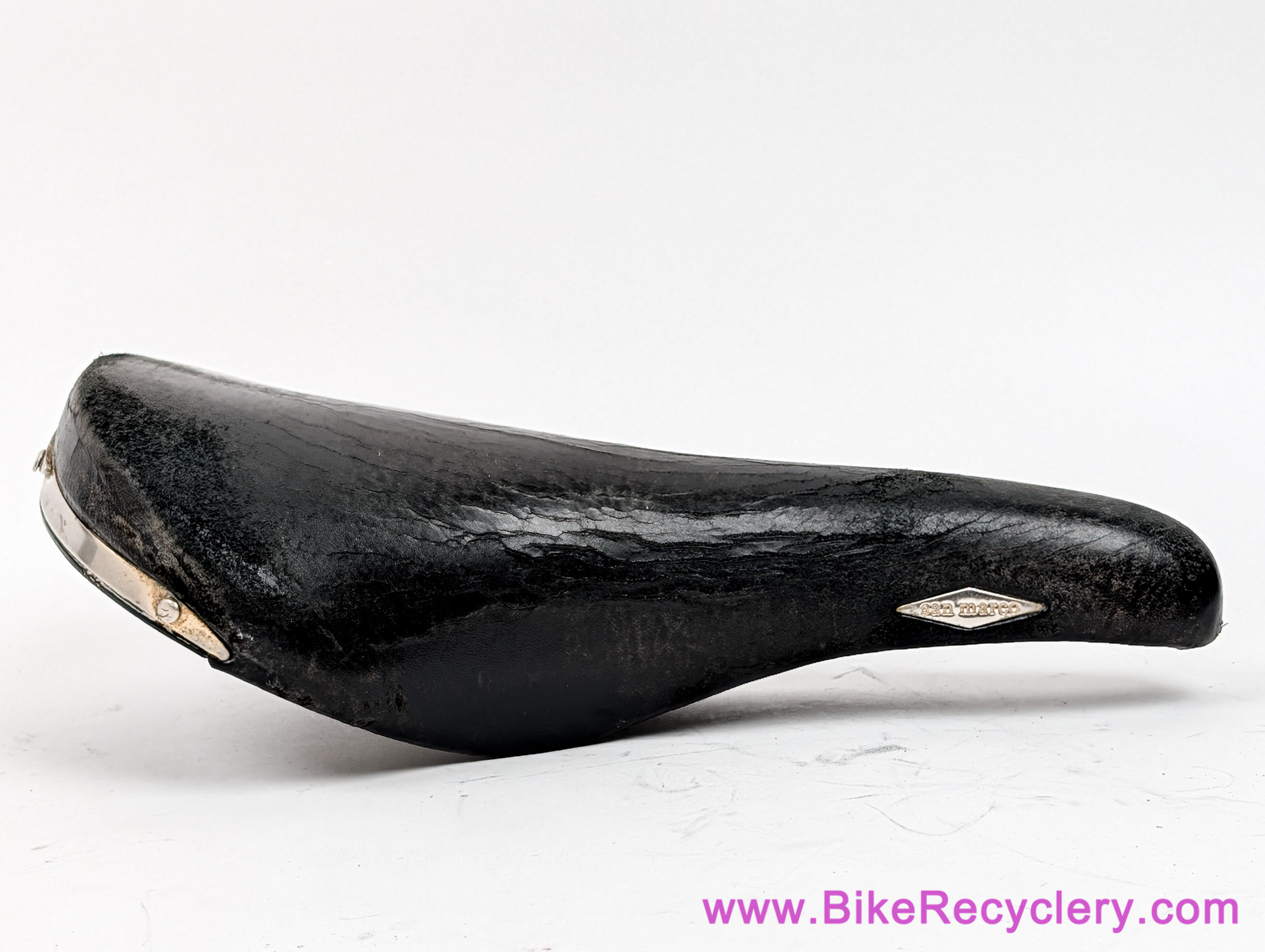 1990's San Marco Rolls Saddle: Black Leather - Copper Rails & Badges - Vintage