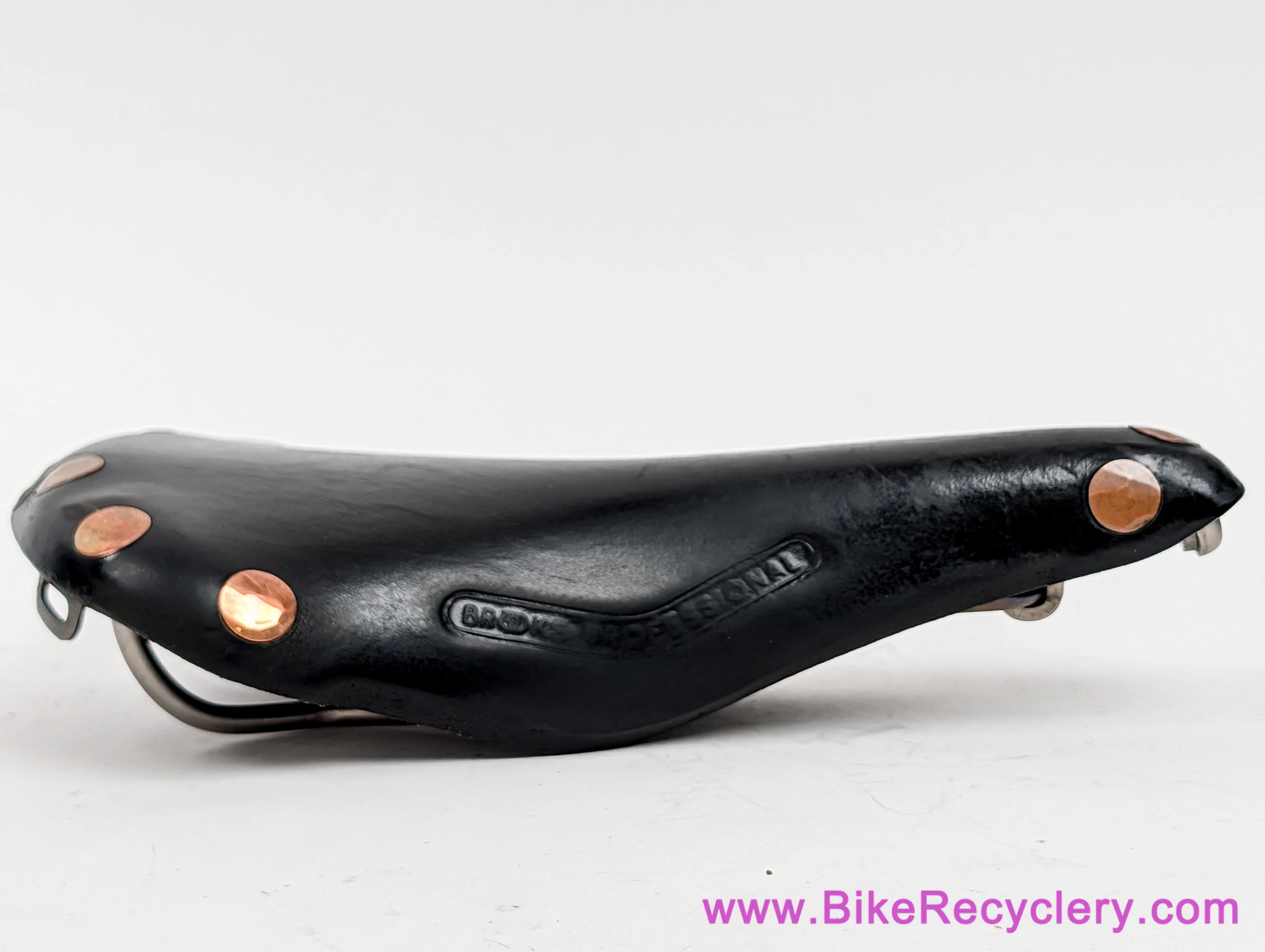 Brooks Team Pro TITANIUM Leather Saddle:  Large Copper Rivets - Black (LOW MILES Near Mint+)