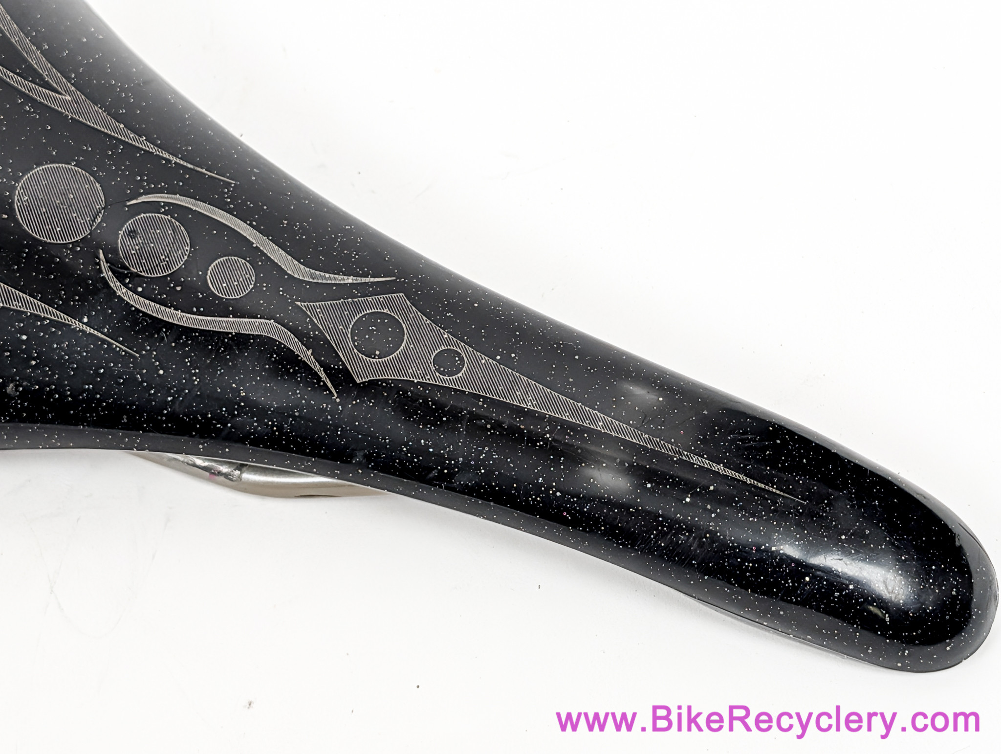 Selle Italia Nitrox Saddle: Black Glitter - 130mm - Uncovered Plastic - Mid School BMX / MTB (Near Mint)