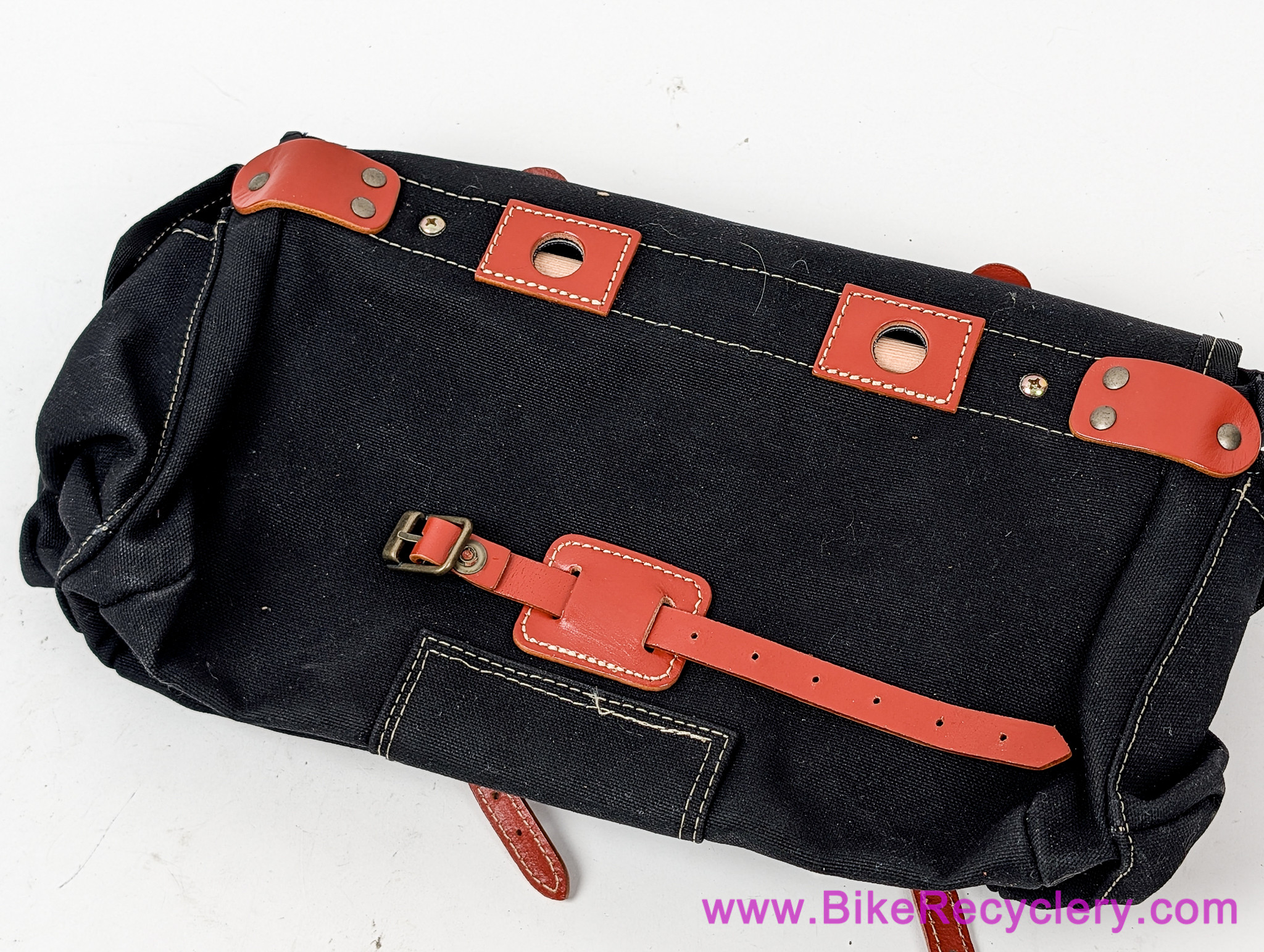 Zambale 7 Litre Classic Saddle Bag: Black Canvas & Leather (NEW)