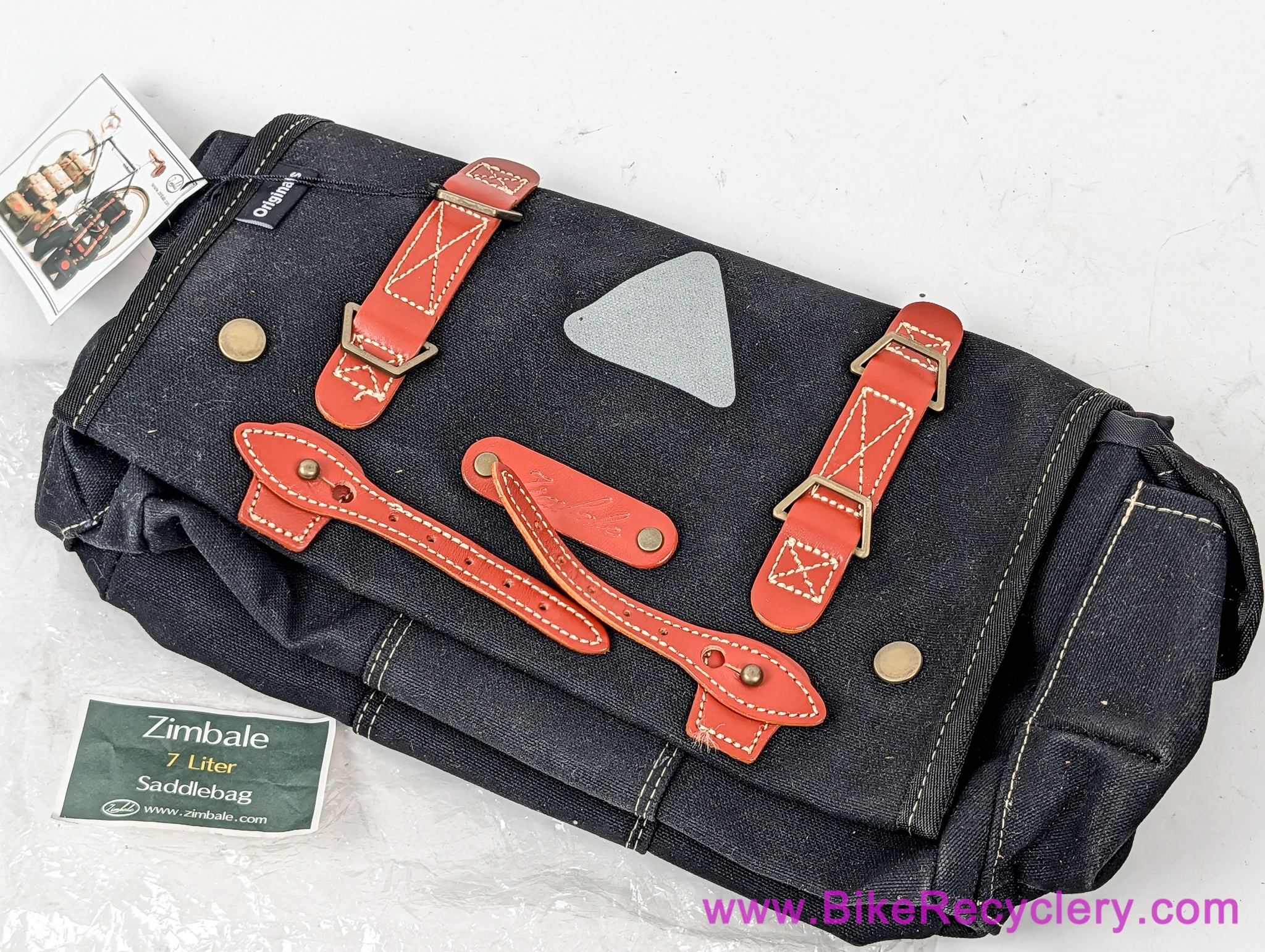 Zambale 7 Litre Classic Saddle Bag: Black Canvas & Leather (NEW)