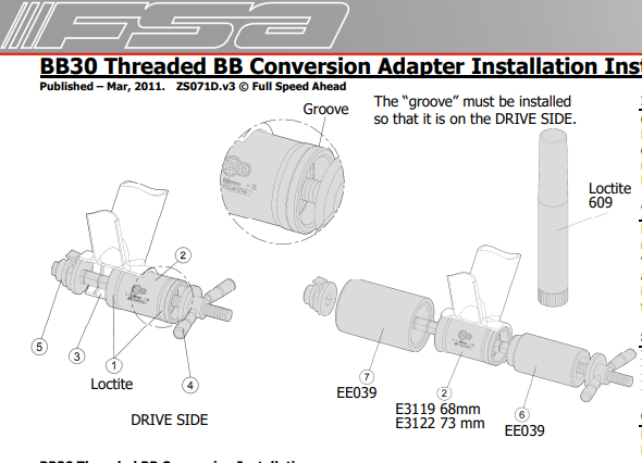 FSA  BB30 EE039 Bottom Bracket PF30 Threaded Adapter Extractor: 73mm (Lightly Used)