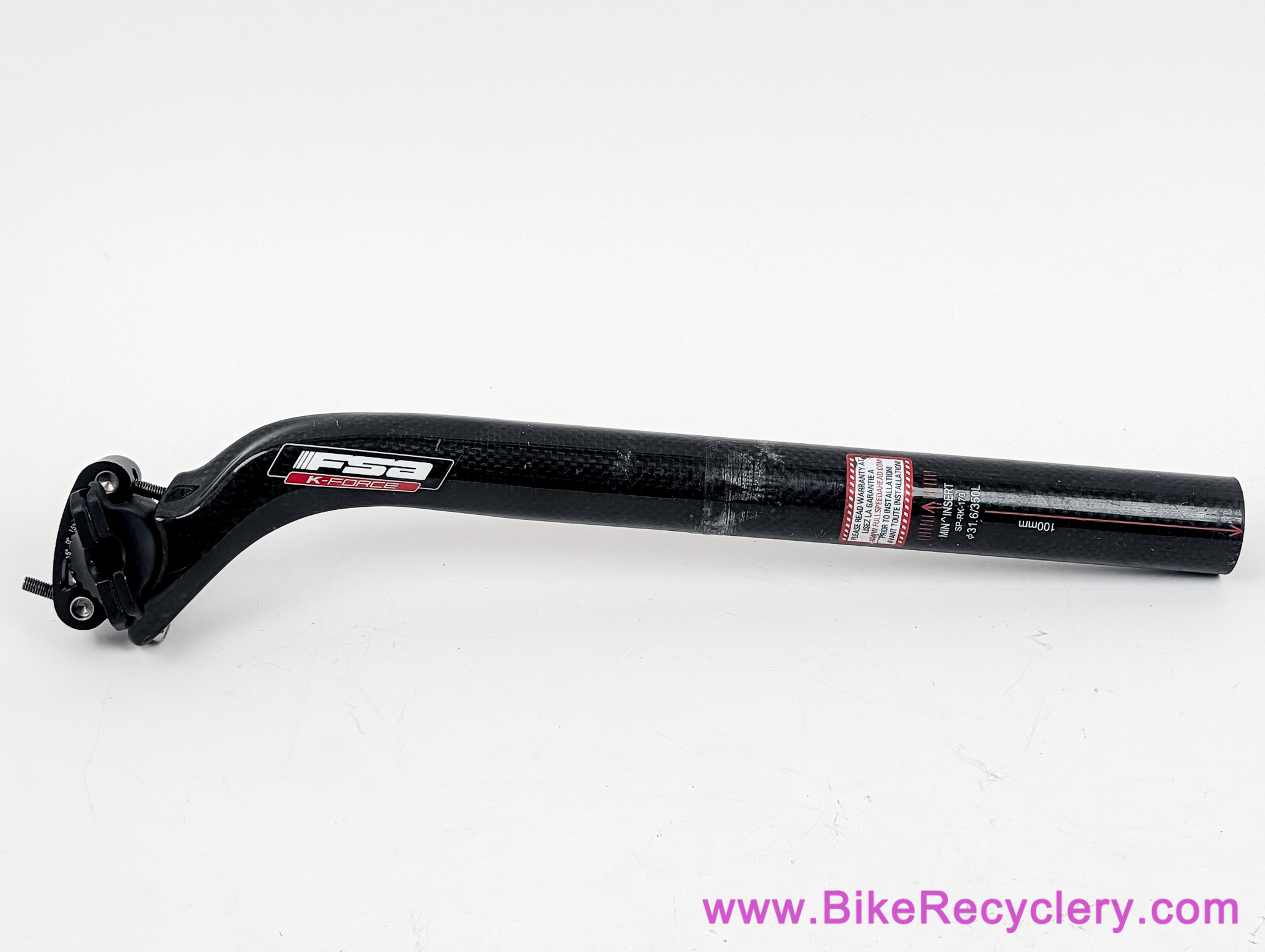 FSA K-Force Carbon Seatpost: 31.6mm x 350mm - Setback - Black (EXC)