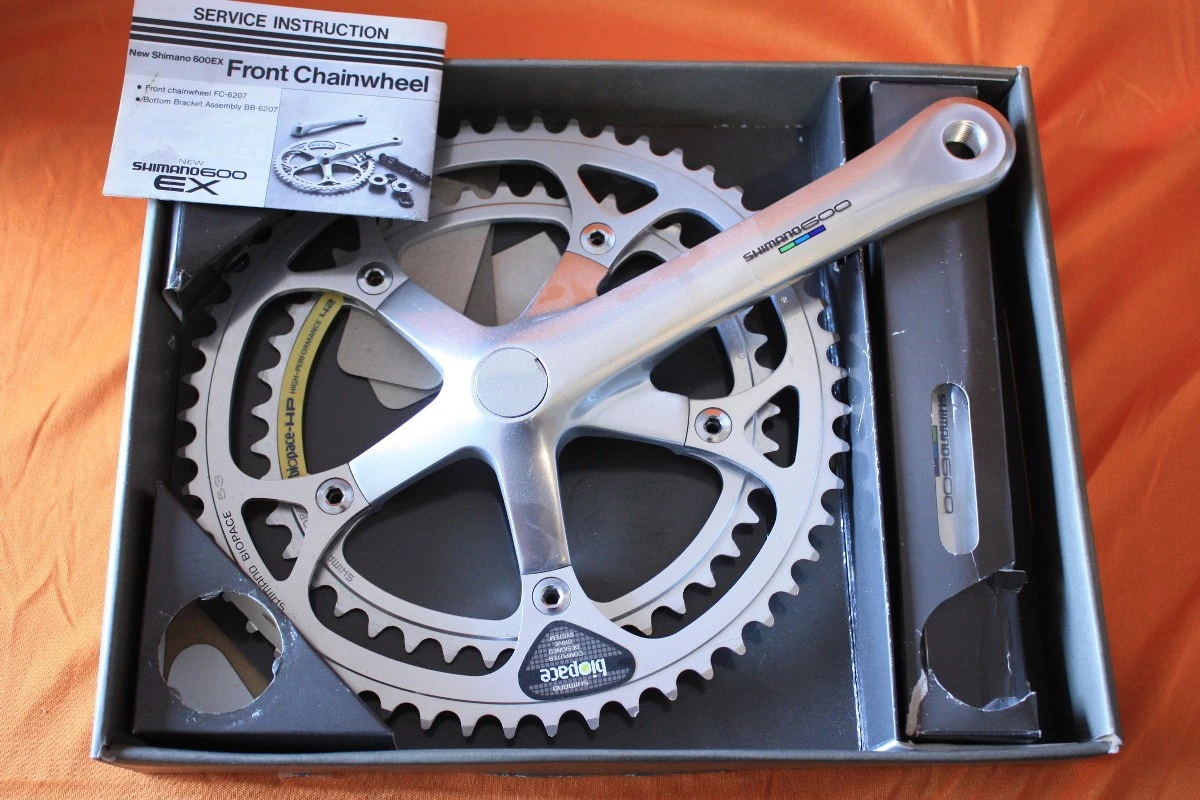 NOS Shimano 600 FC6400 Crank Tri Color, BioPace 52t, 165mm