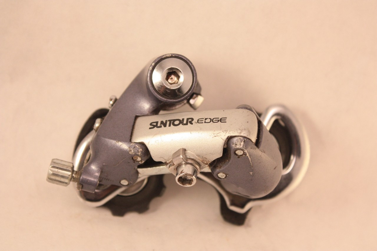 Dérailleur Arrière Suntour Edge Longue Cage Gris – Vintage Accushift Années 80 Pour Vélo Route
