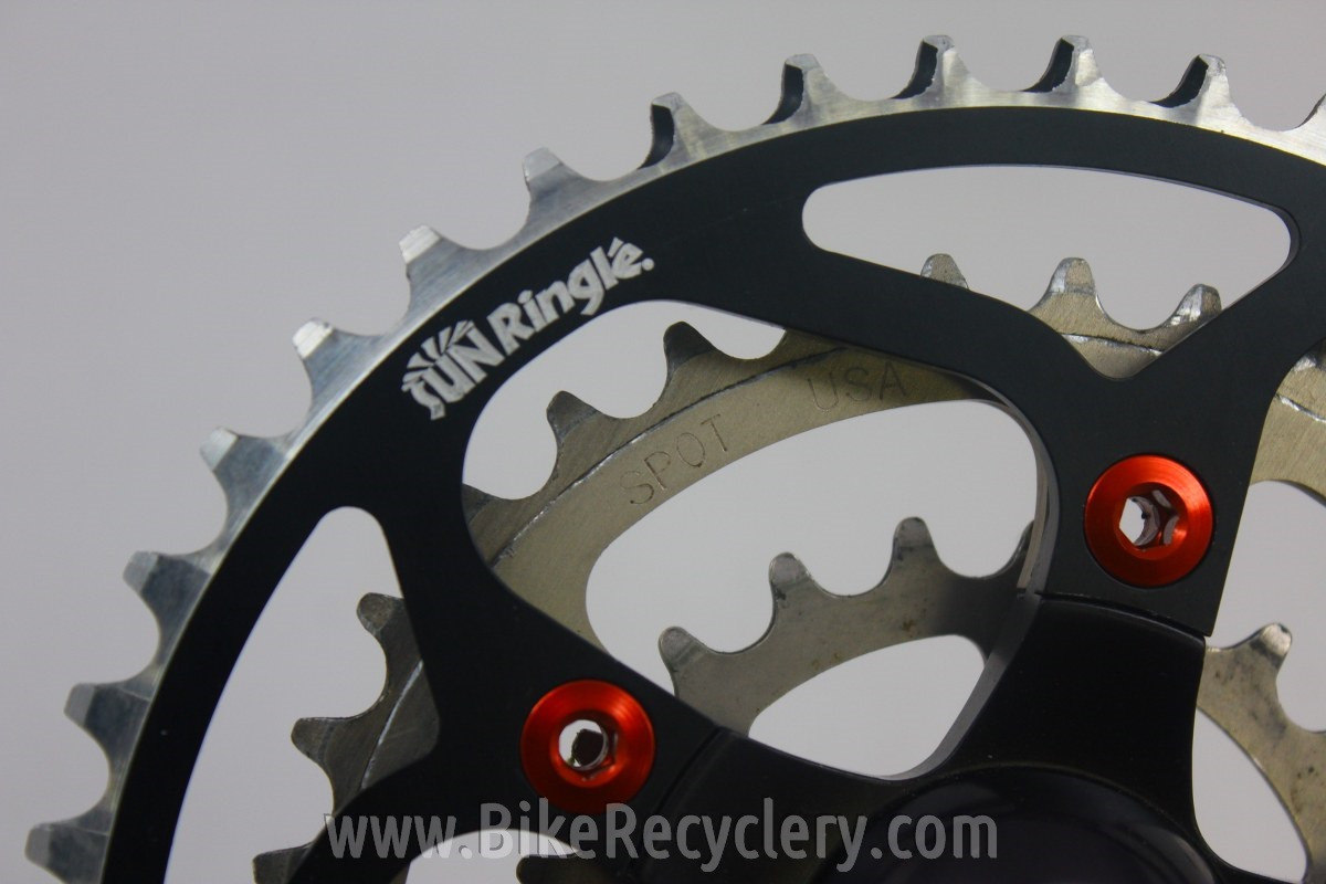 Cook Brothers Crankset: F-Series, Black w/ Red, 175mm 94/58mm 44