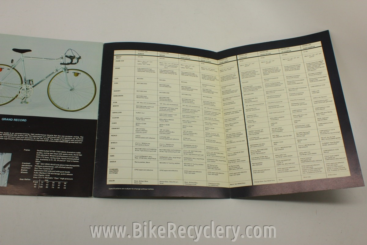 1978 Motobecane Road Bike Catalog Bike Recyclery