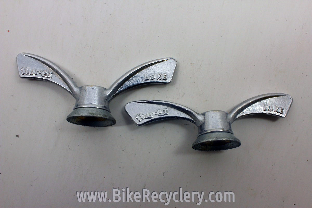 Paire de papillon serrage de roue de vélo ancien vintage HURET LU