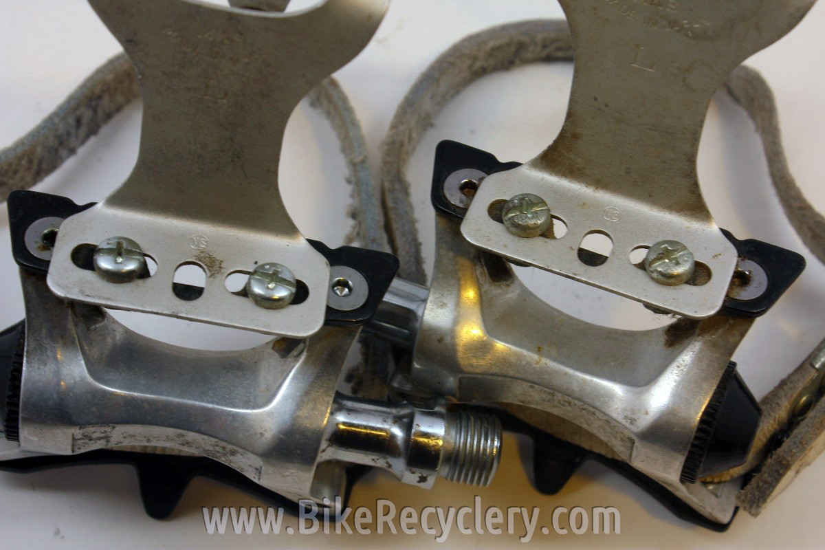 Suntour Cyclone Platform Pedals, MKS Clips & Leather Toe Straps
