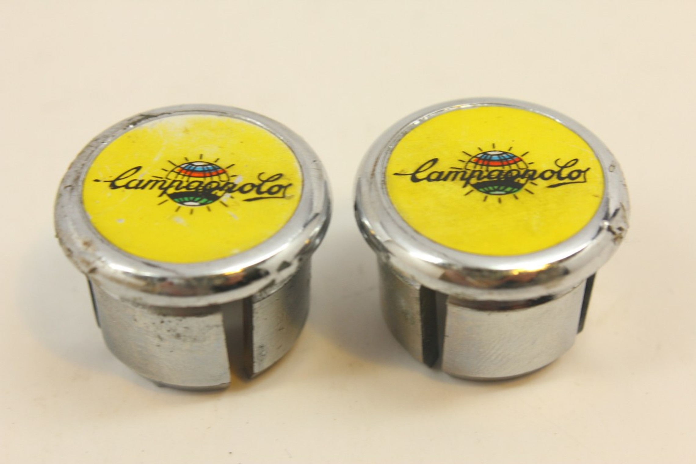 Vintage style CAMPAGNOLO Handlebar End Plugs yellow 